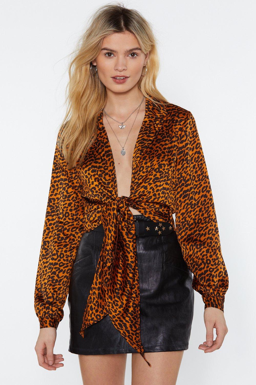 leopard satin top