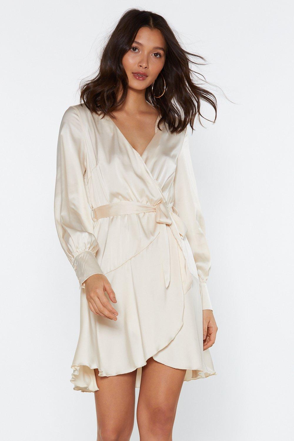 nasty gal satin wrap dress