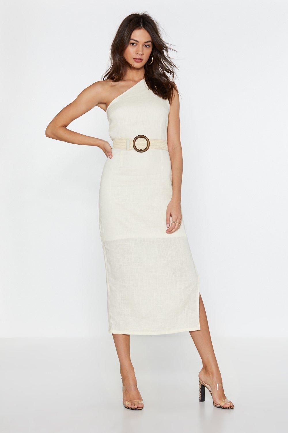 linen one shoulder dress