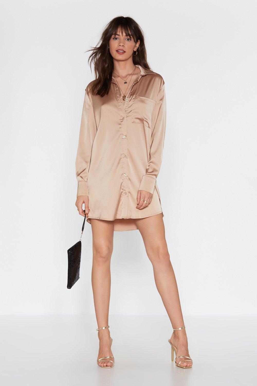 next satin shirt dress