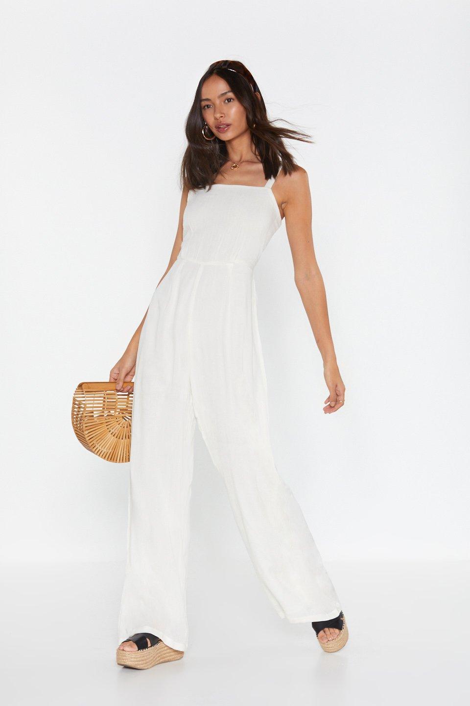 denim jumpsuit open back