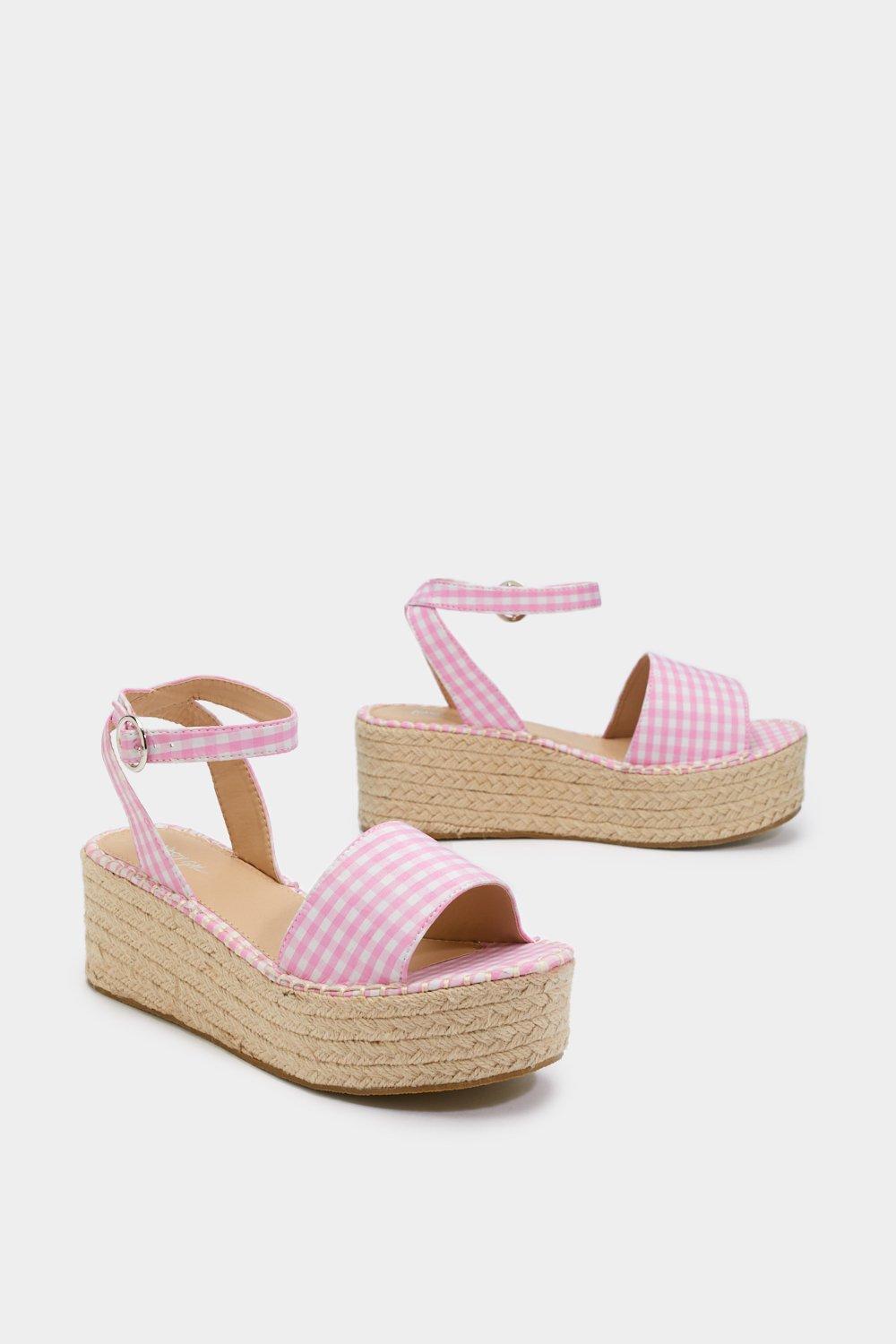 pink gingham sandals