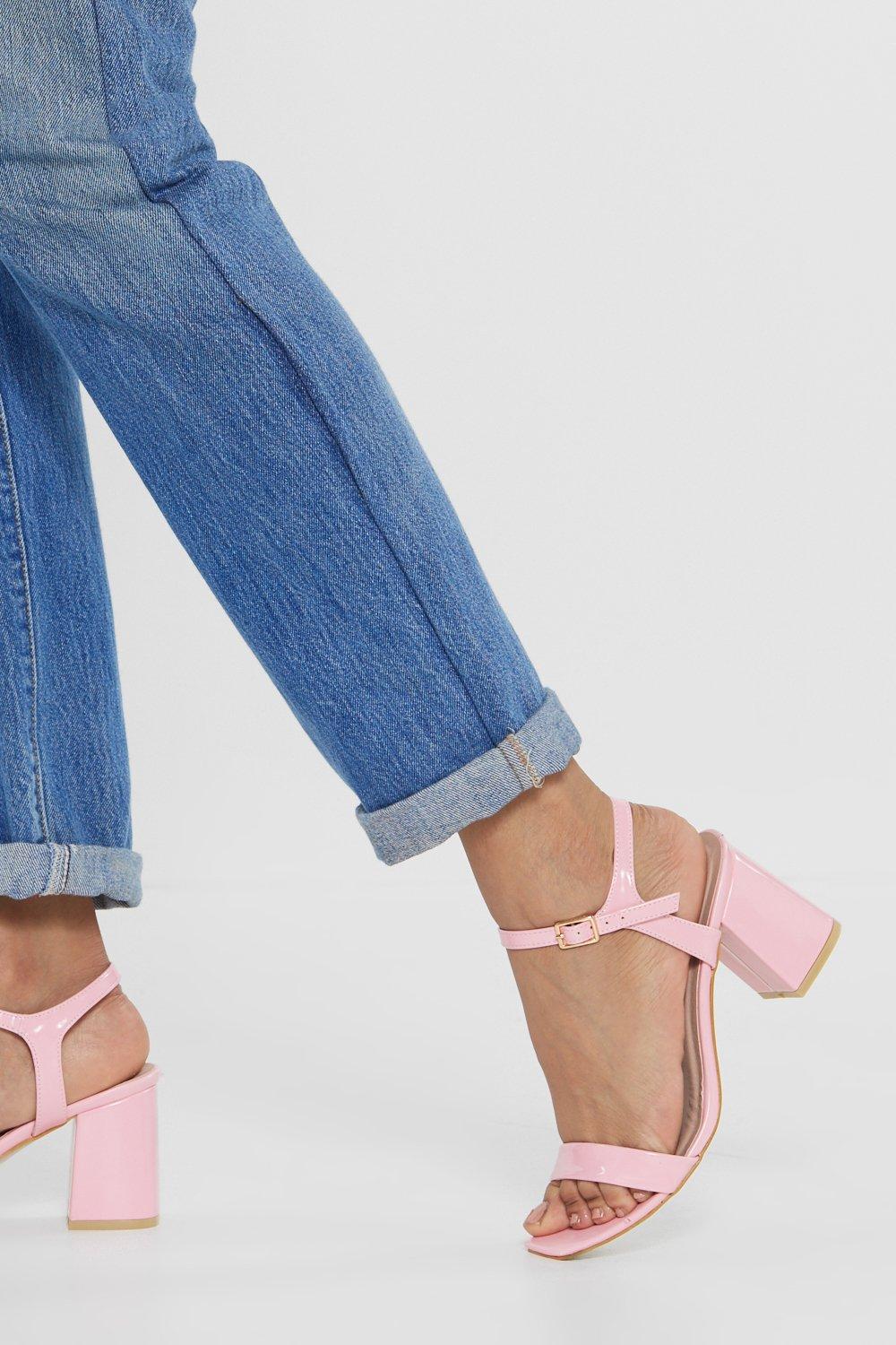 pink short heel shoes