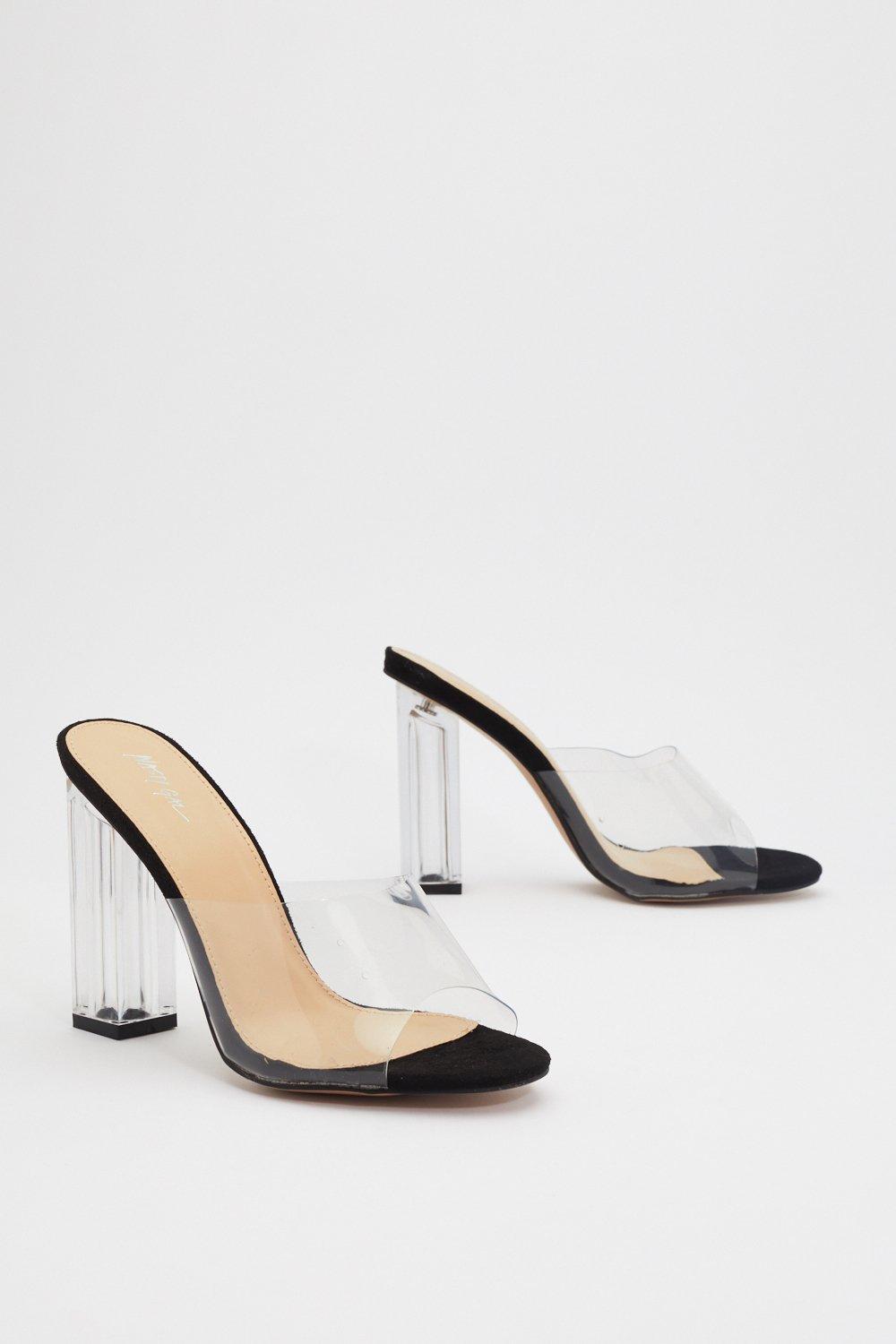 perspex mules block heel