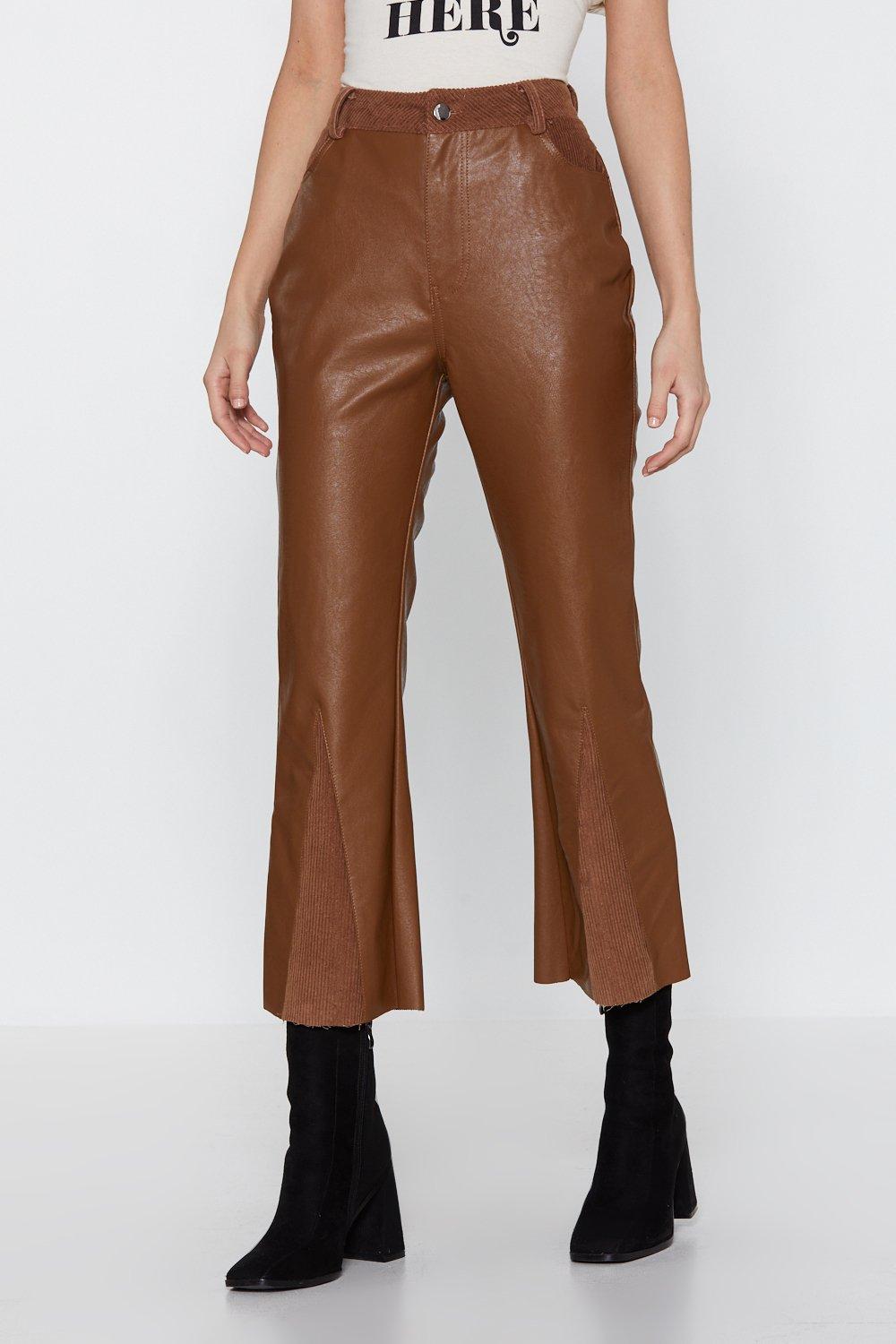 brown leather trousers