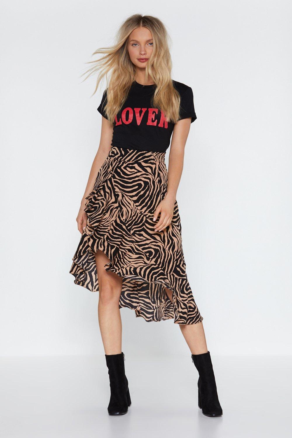 zebra print midi skirt