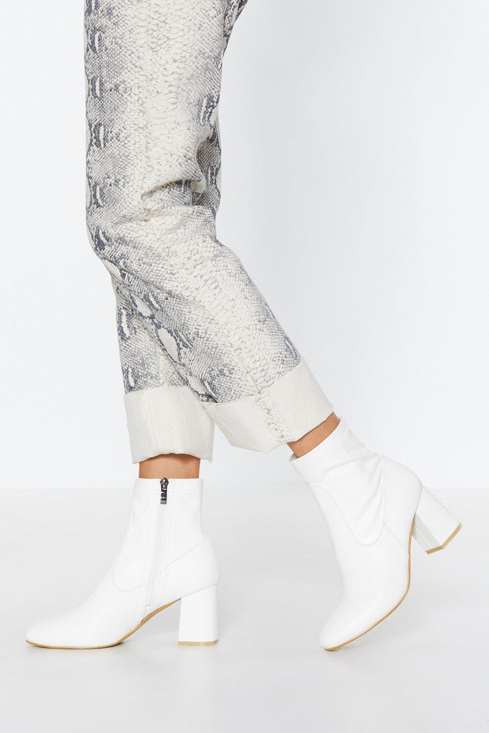 round toe white boots