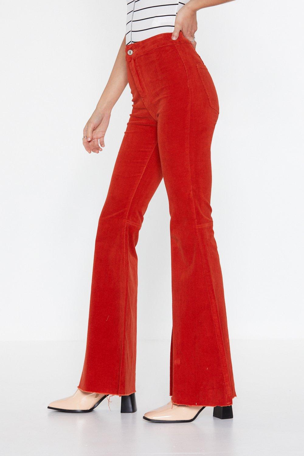 orange corduroy flare pants