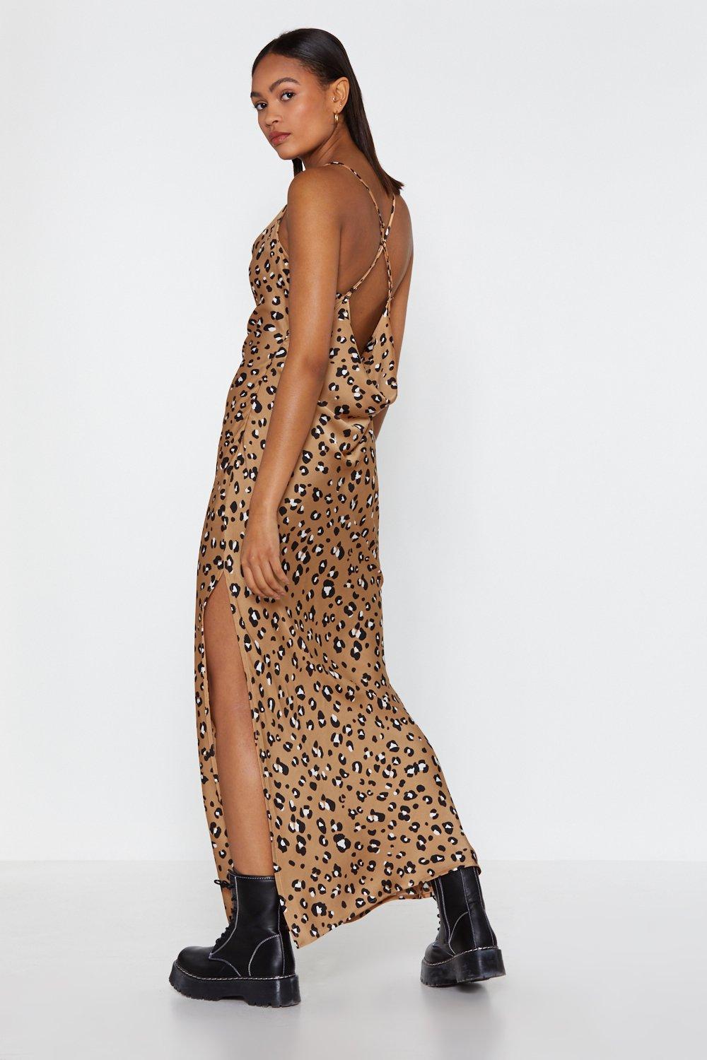 cowl leopard dress