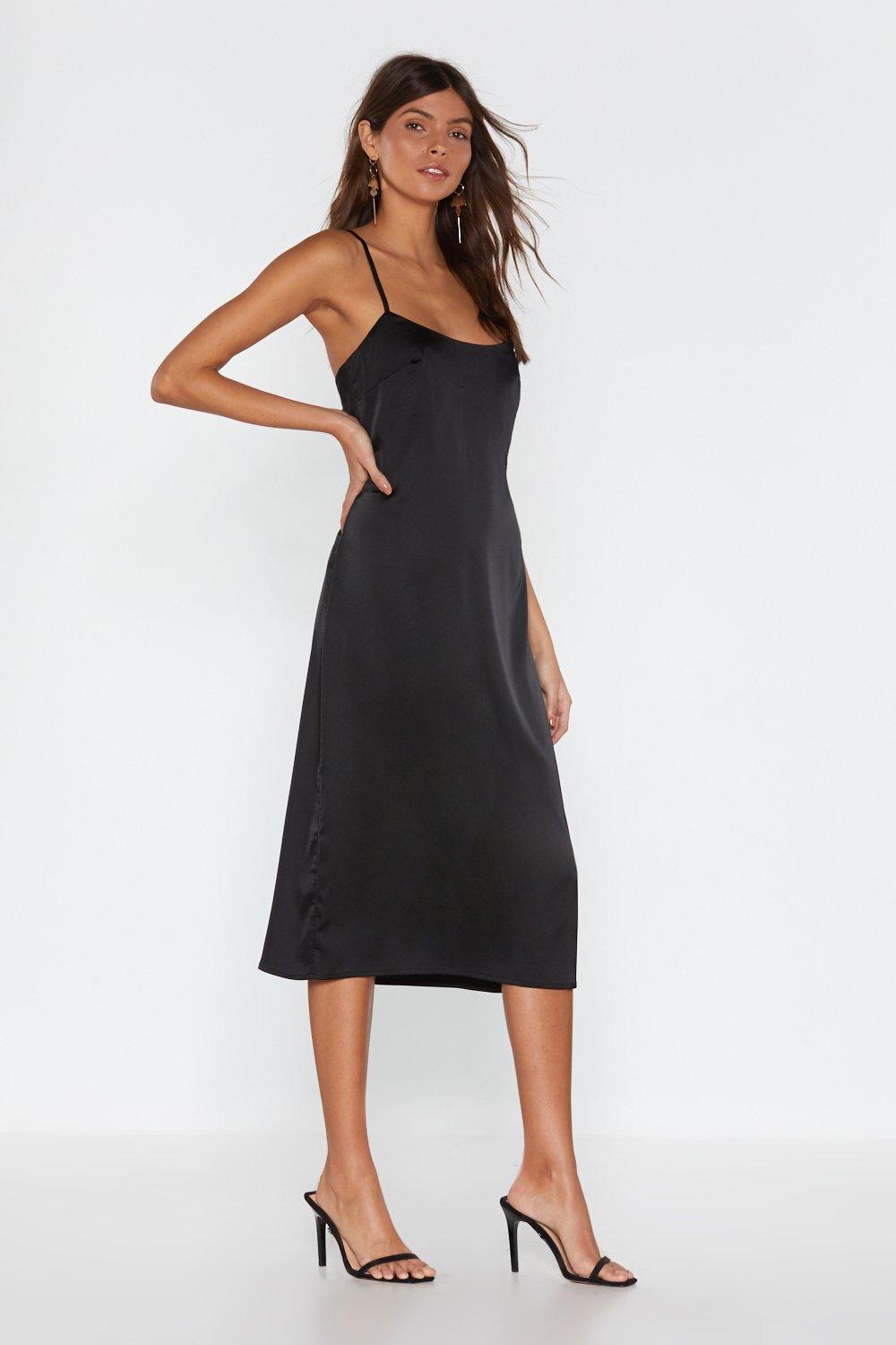 plain black cami dress
