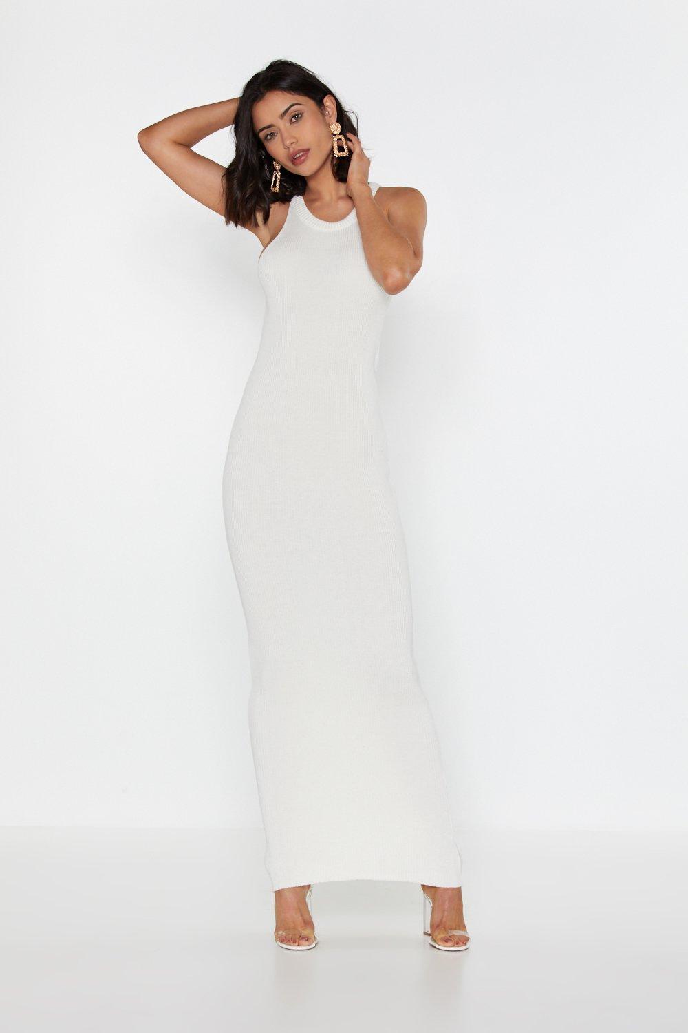 long white ribbed dress