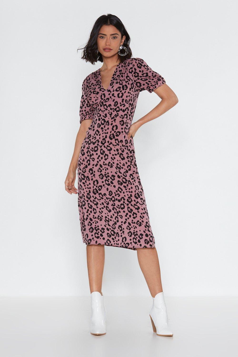 leopard print v neck dress