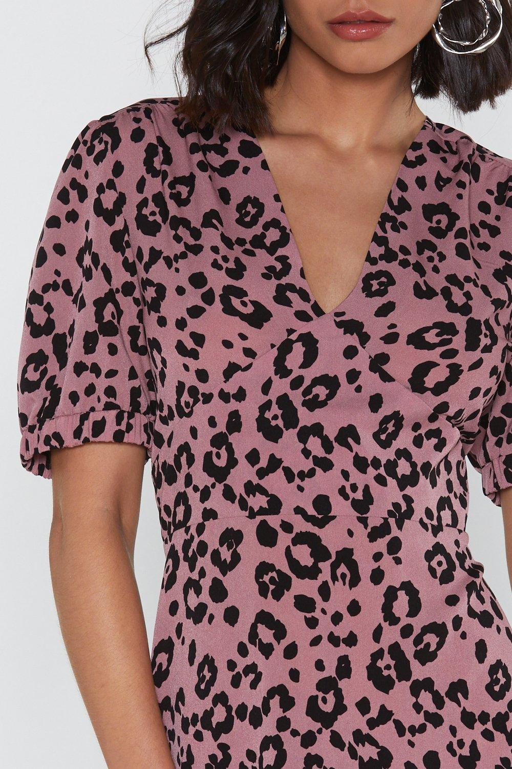 v neck animal print dress