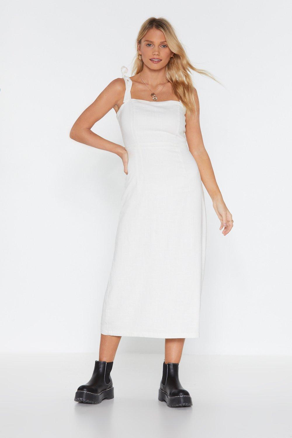 casual white midi dress