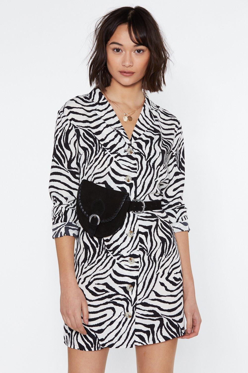 zebra print shirt dress