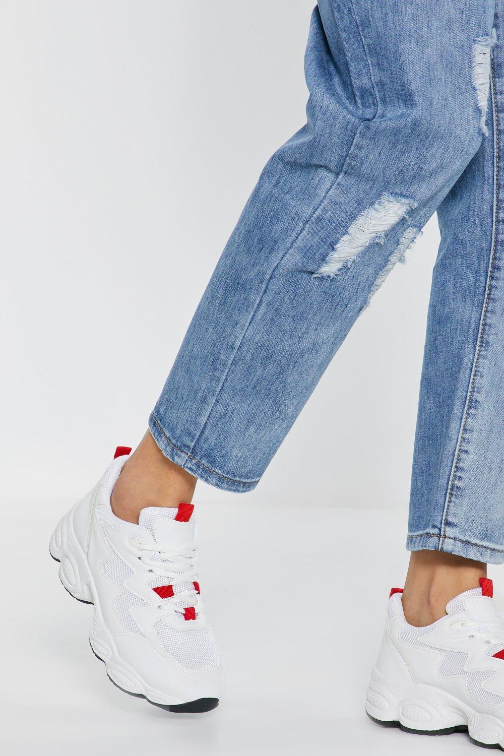 red sole sneakers
