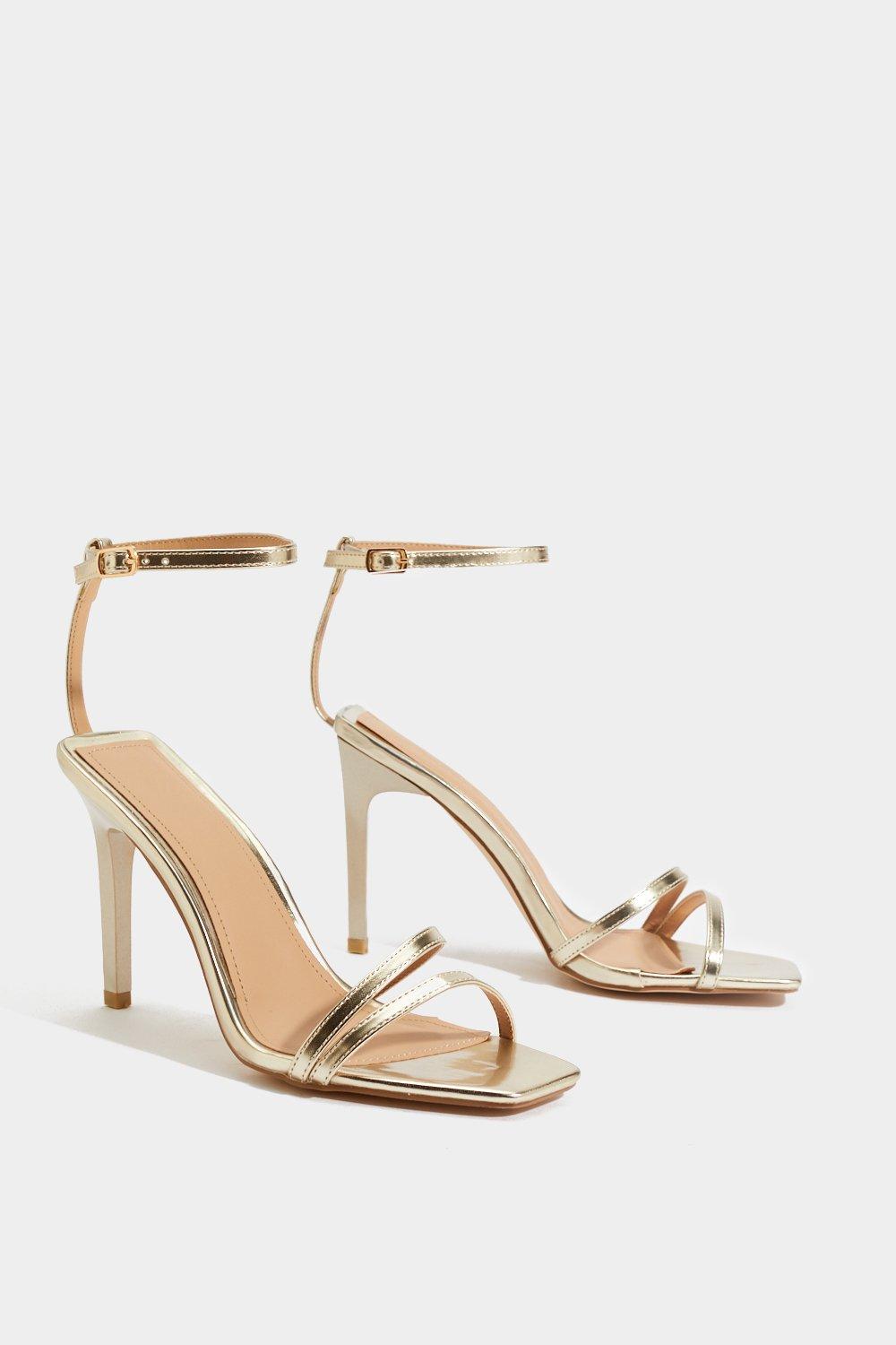 gold square toe heels