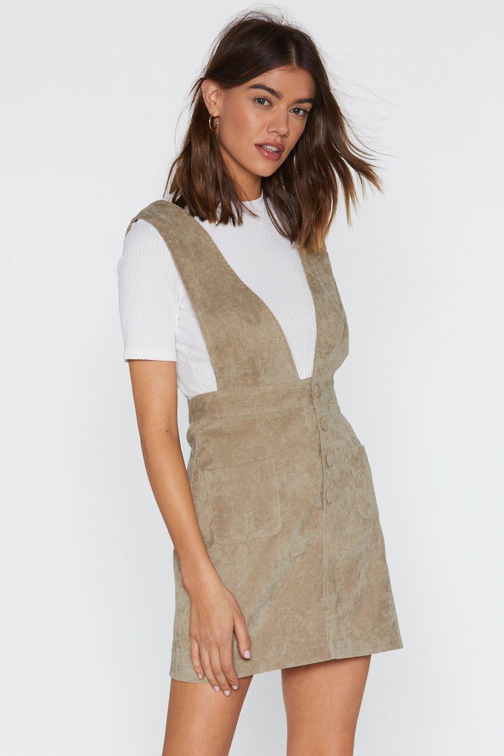 plunge pinafore dress