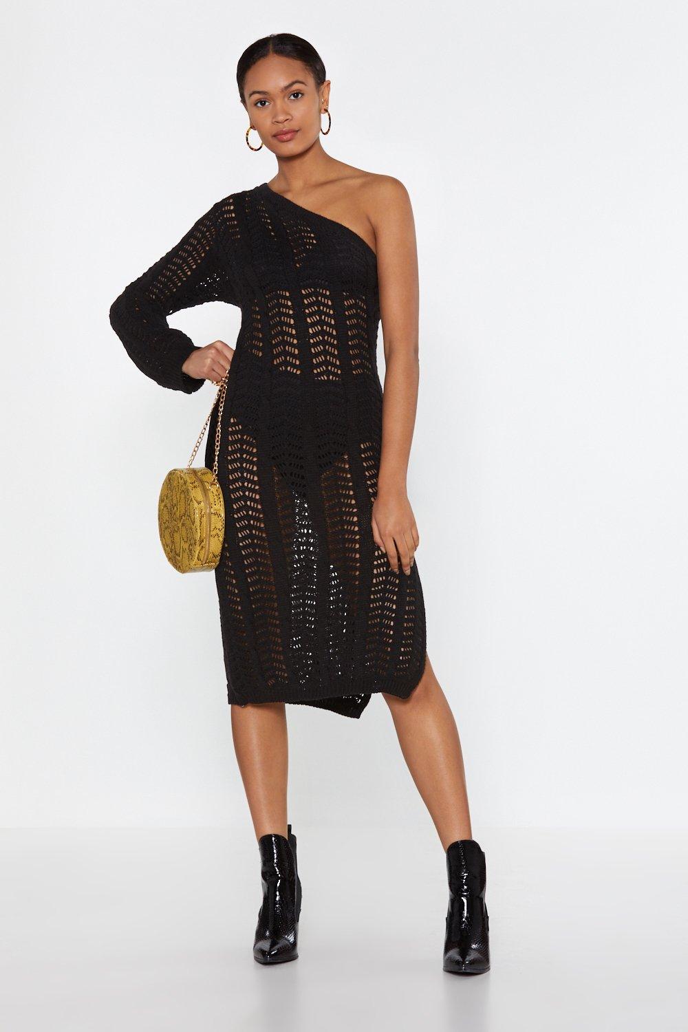 crochet one shoulder dress