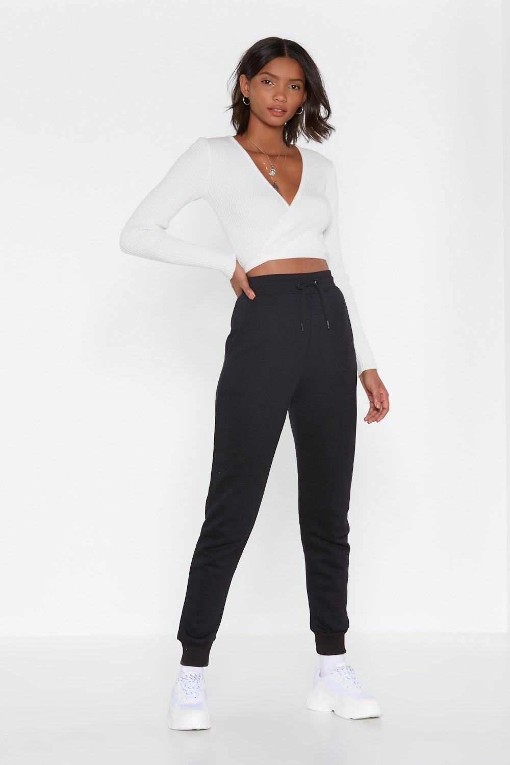 high waisted black jogger pants