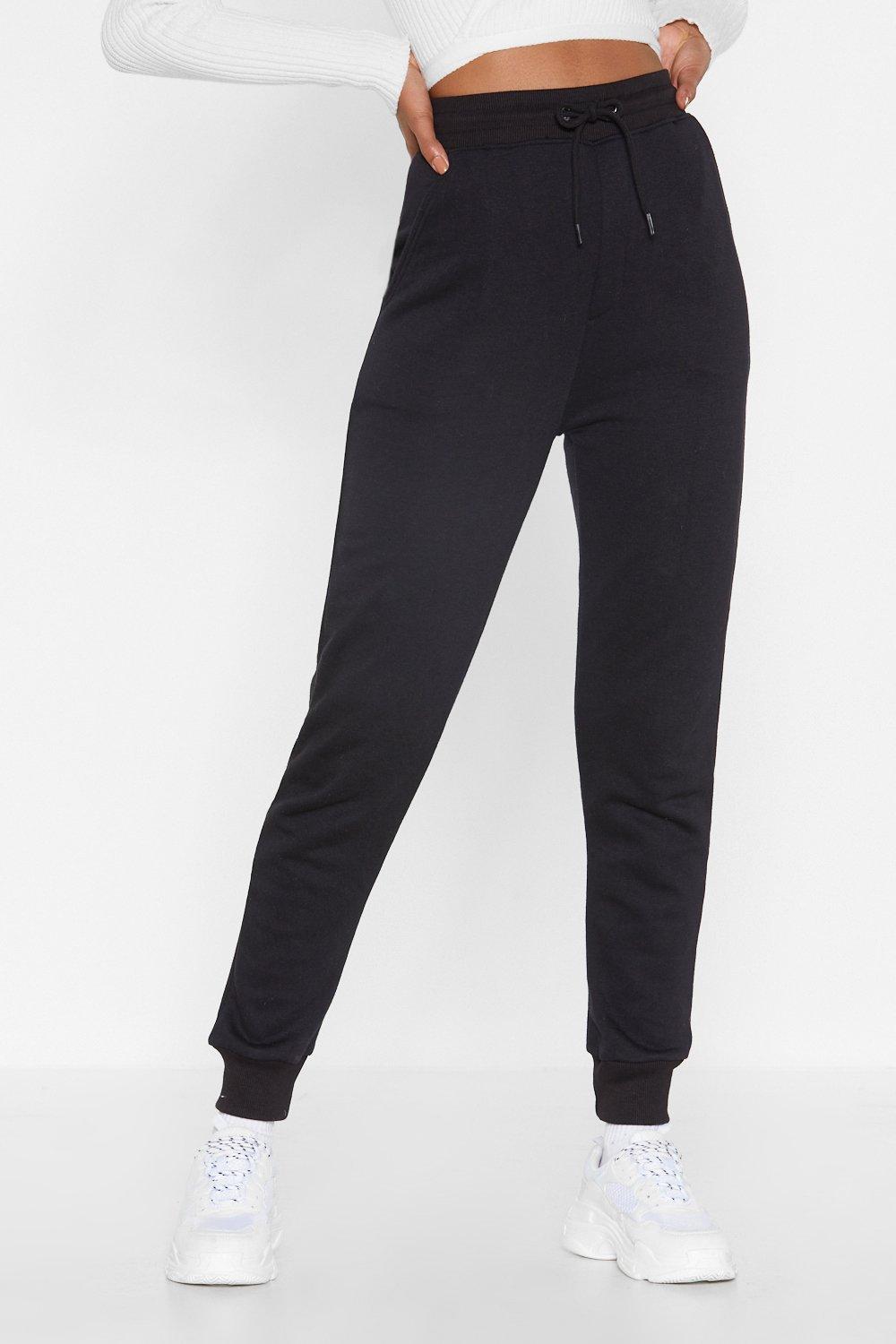 black high waisted joggers