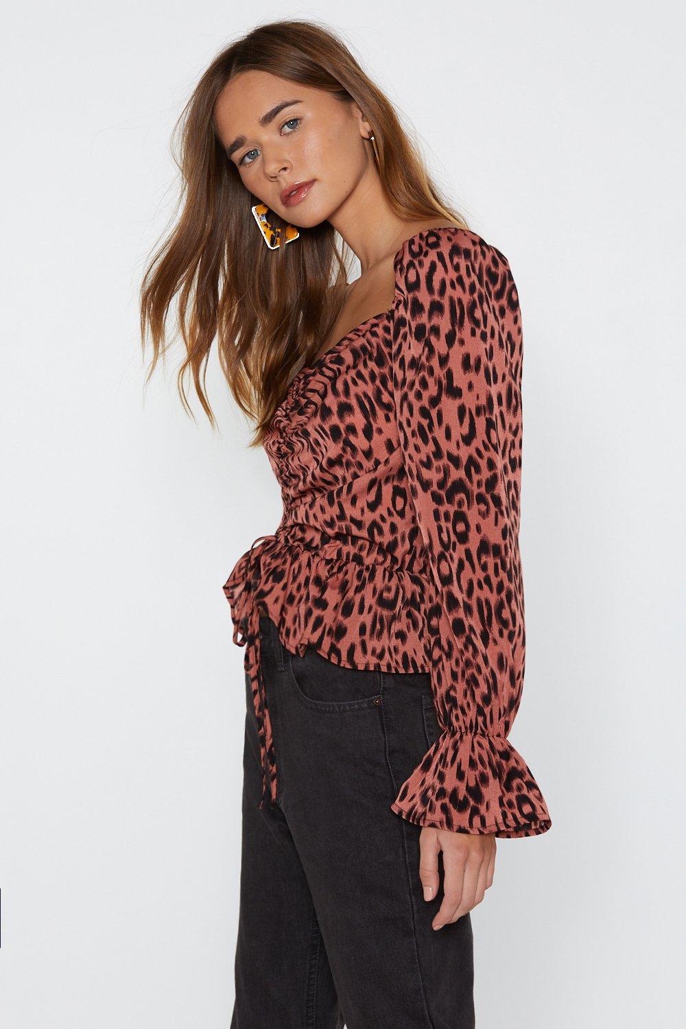 leopard blouse dress