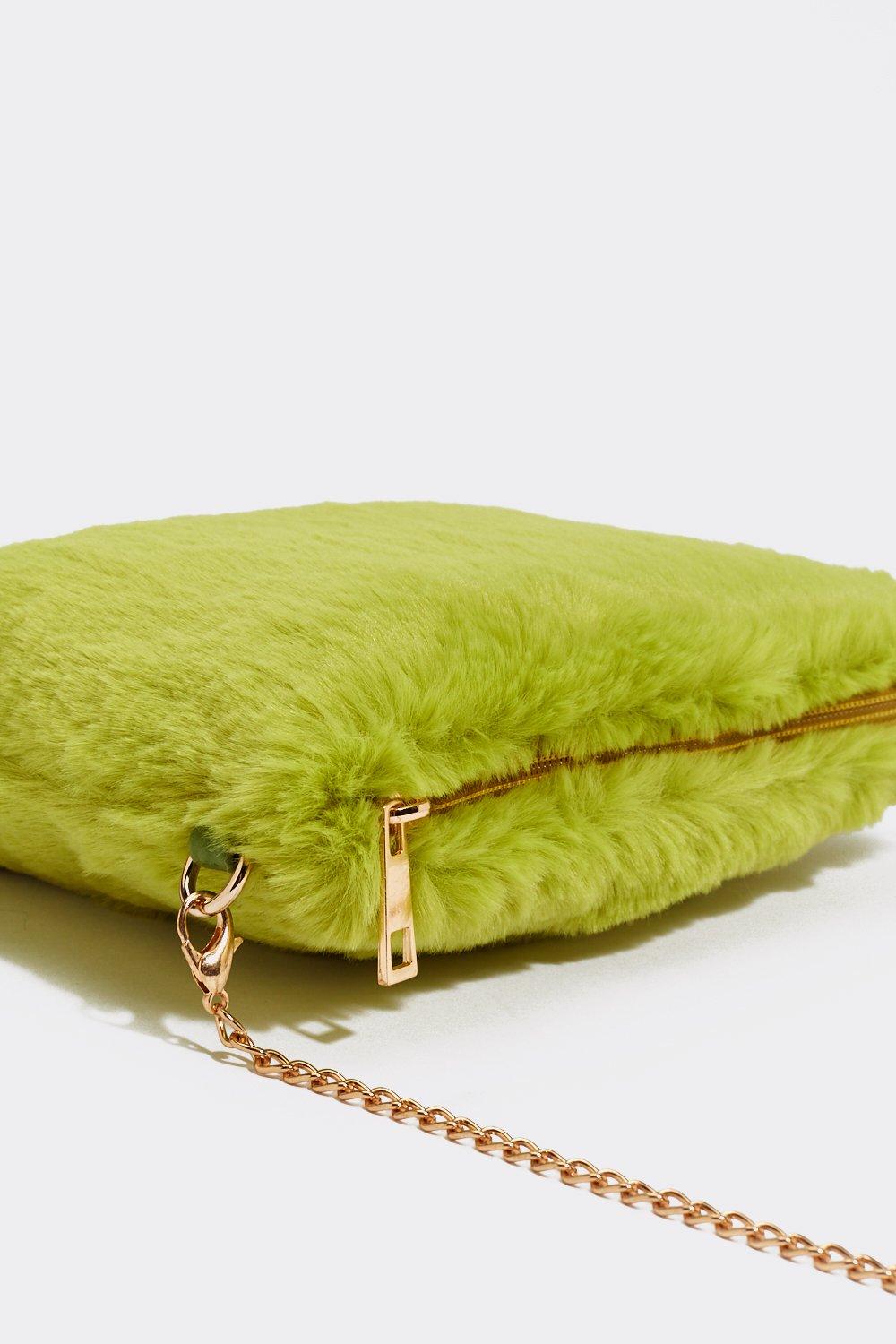 green fur purse