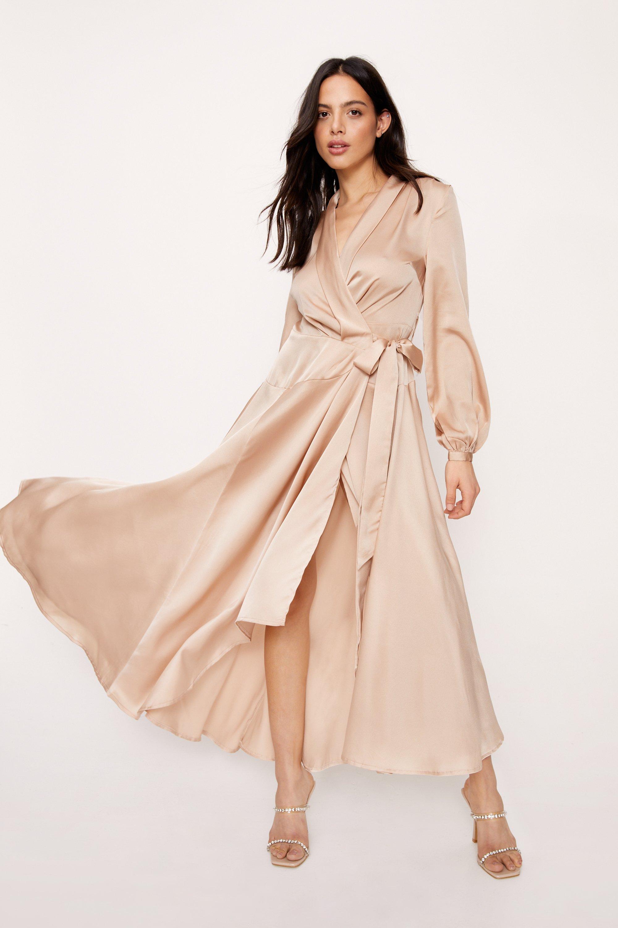 satin dresses with sleeves