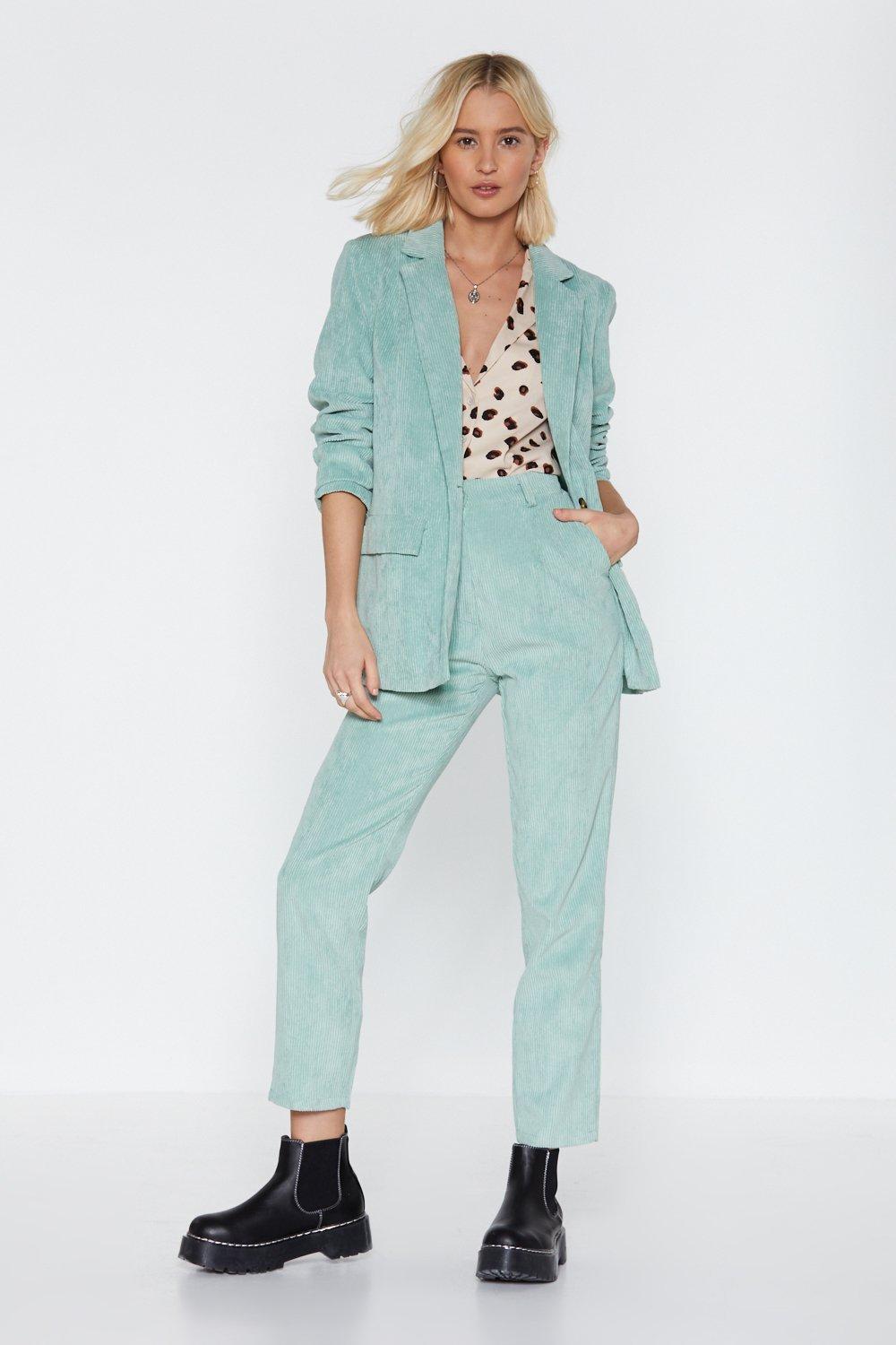 mint green corduroy pants