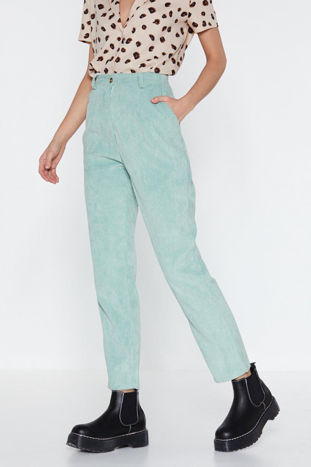 mint green corduroy pants