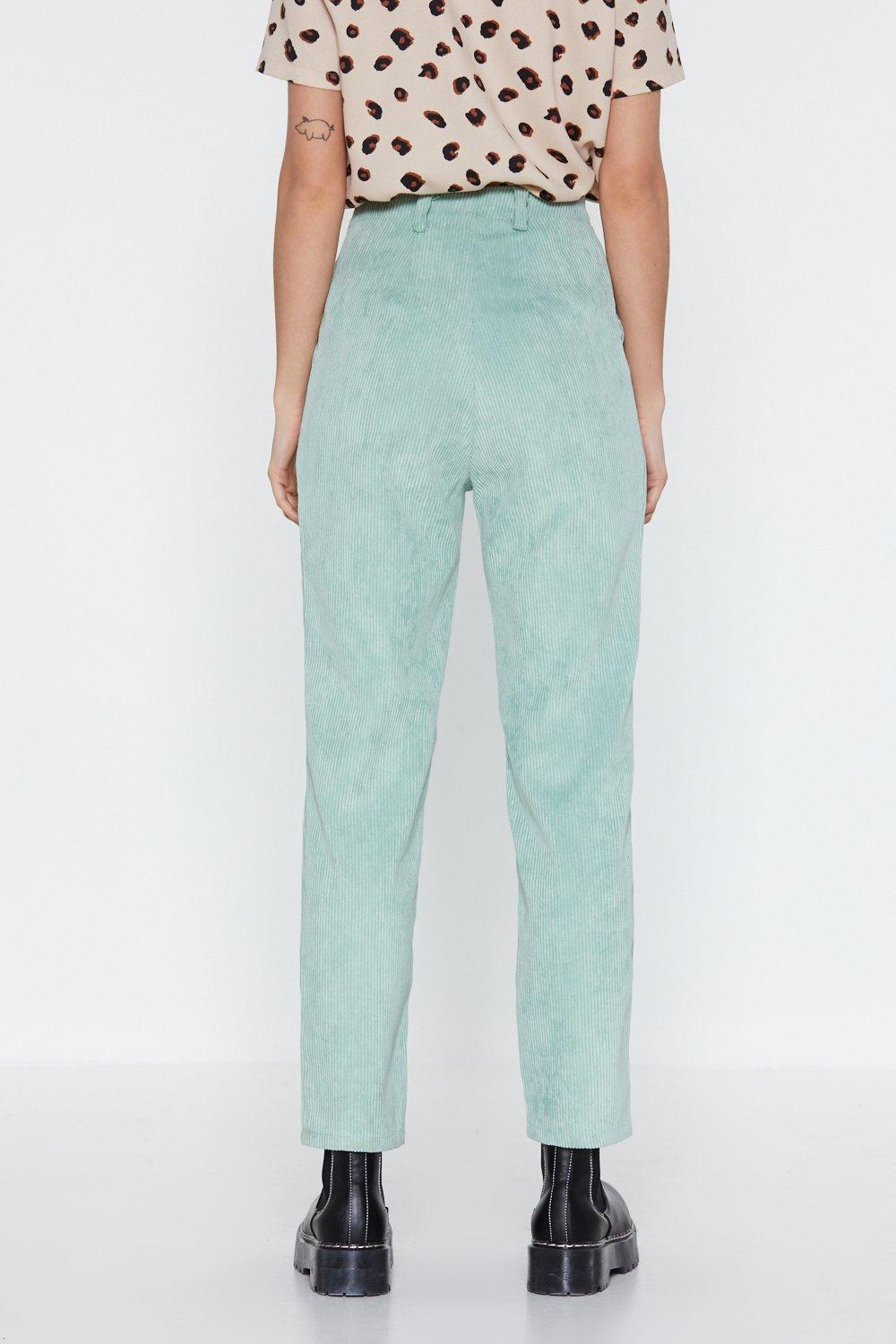 mint green corduroy pants