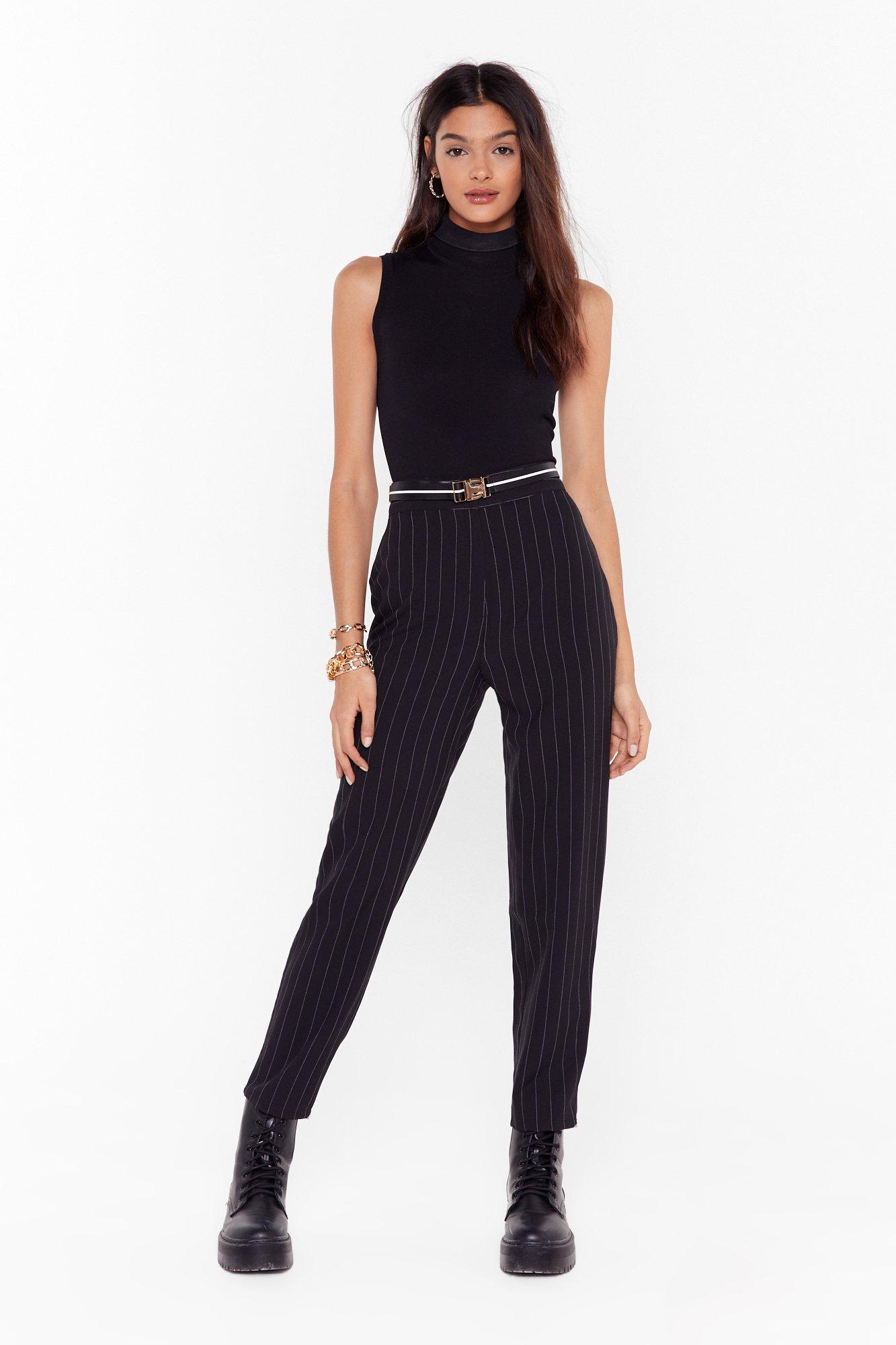 pinstripe tapered trousers