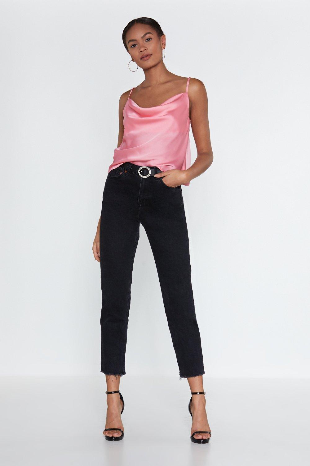 cowl hearted satin top