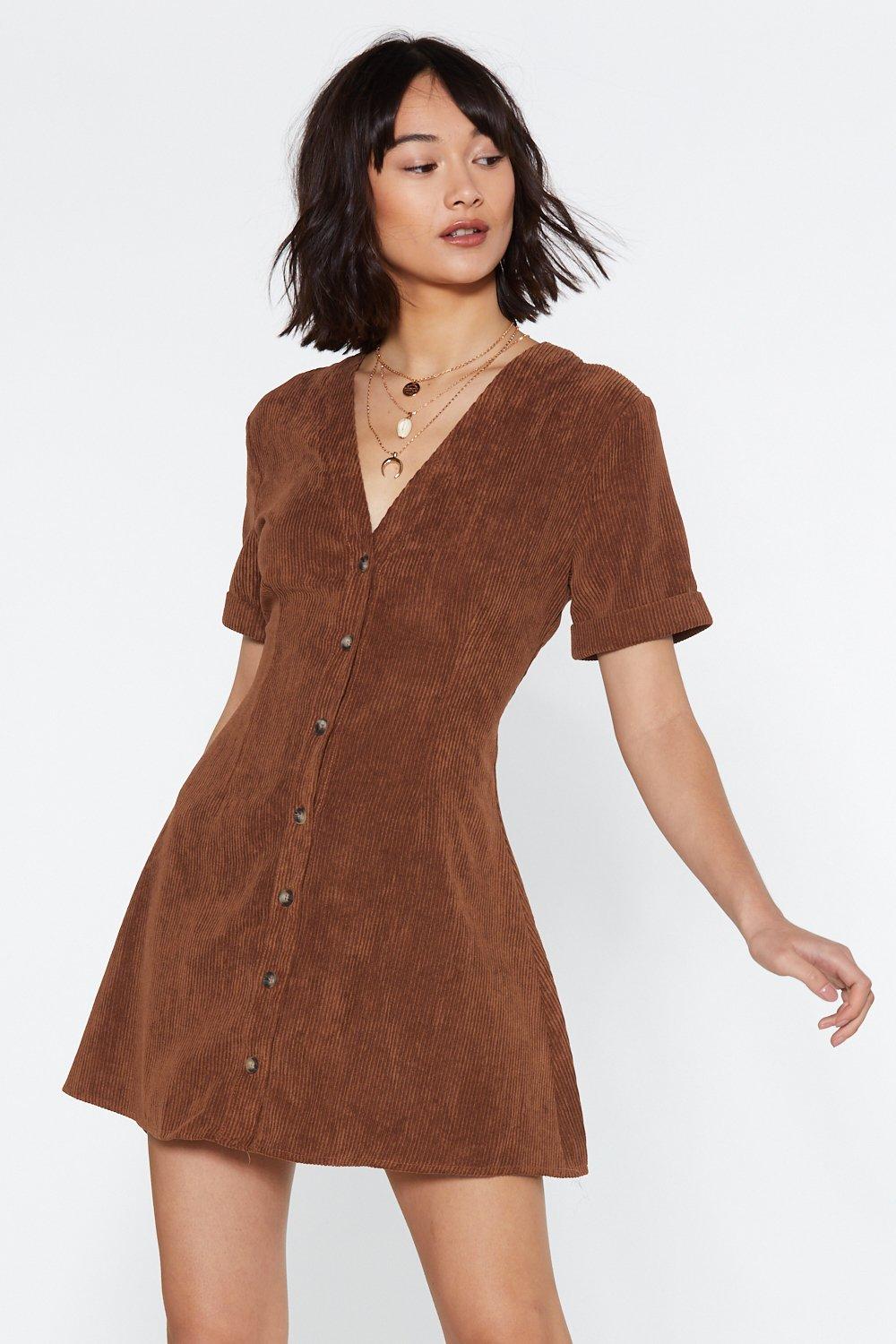 button up corduroy dress