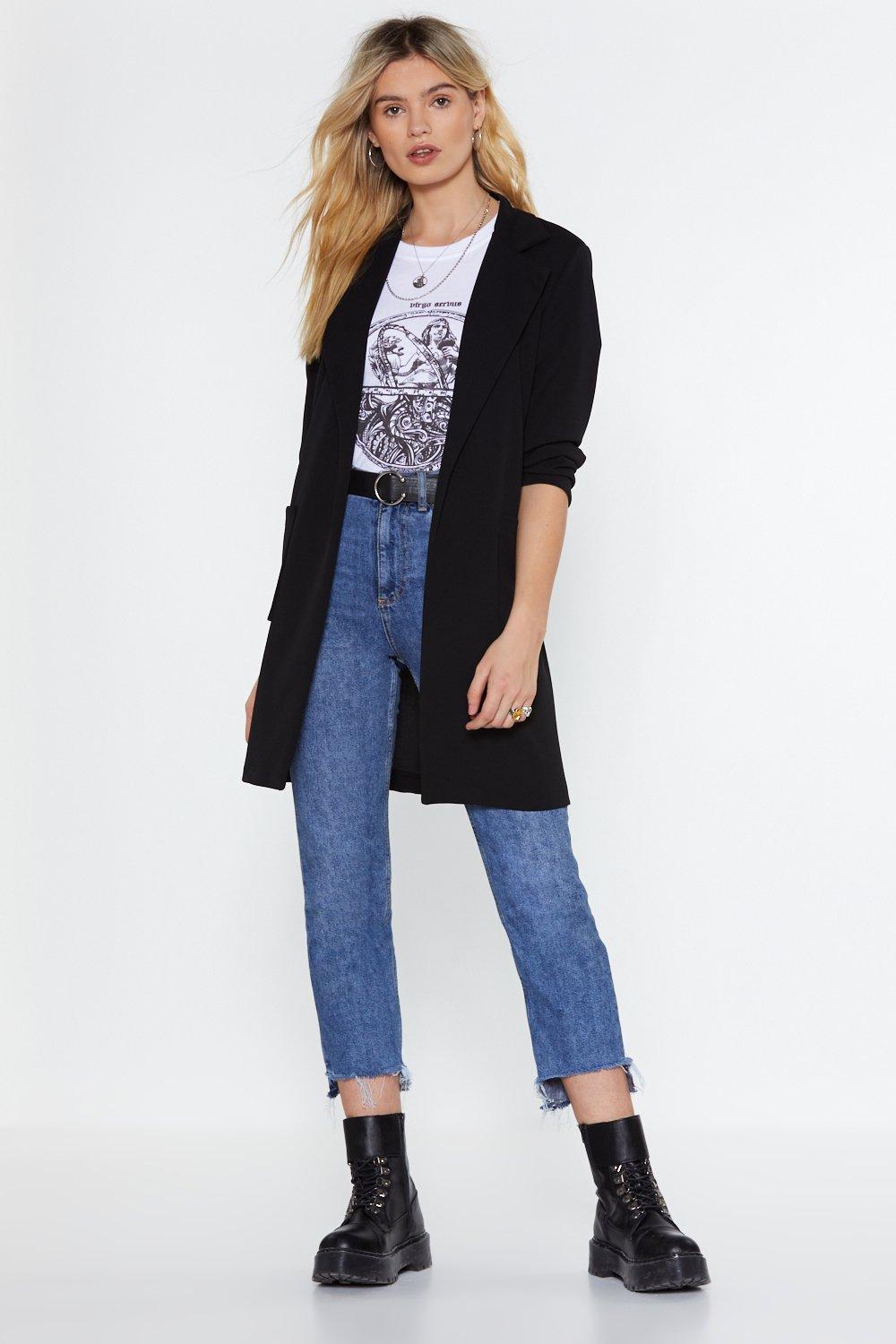 black long blazer outfit