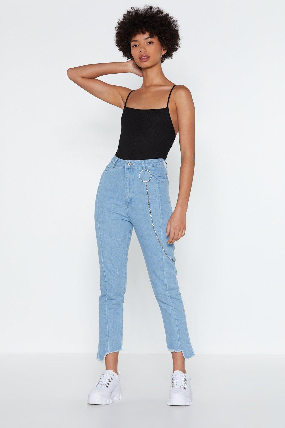 frayed end skinny jeans