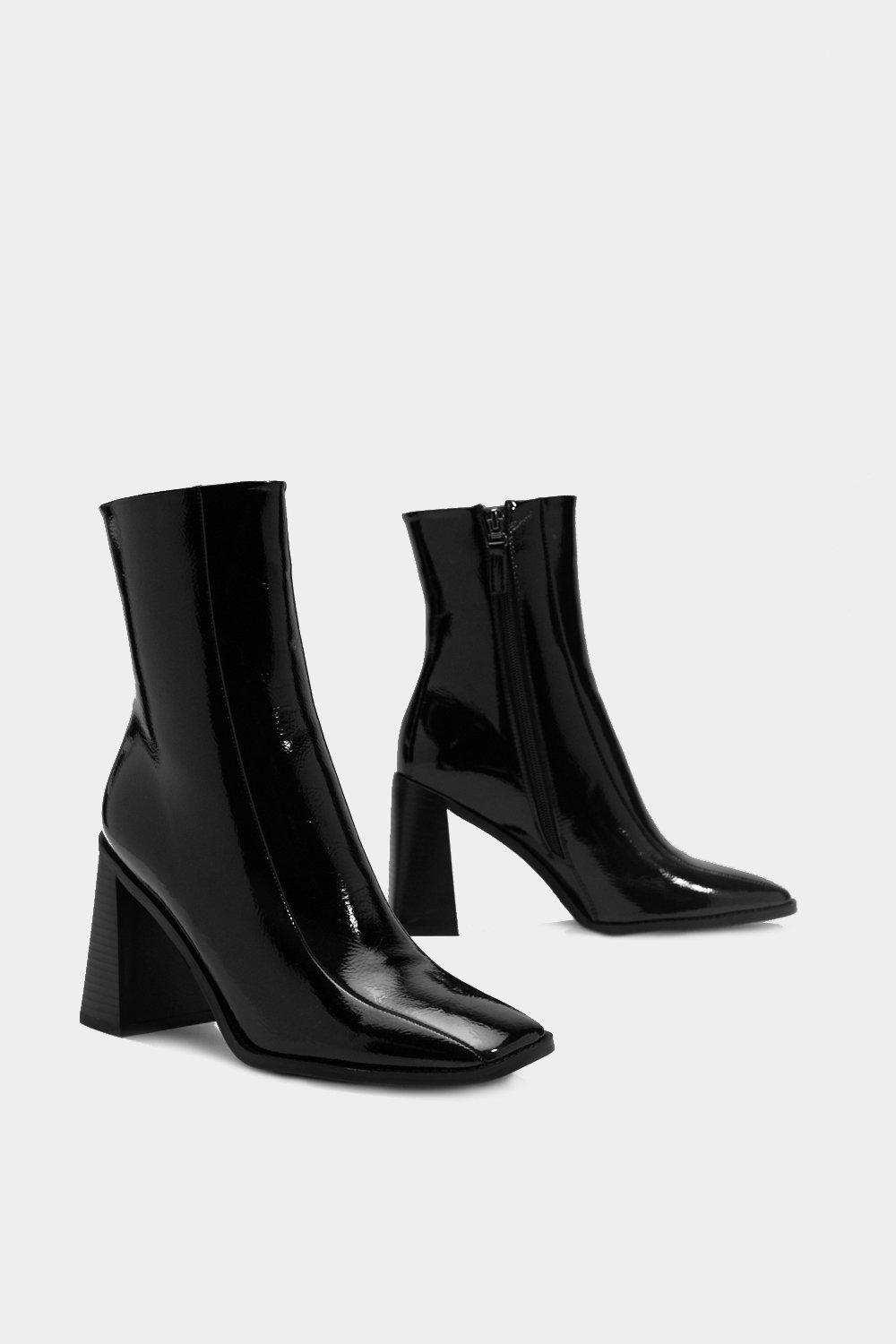 black patent leather boots