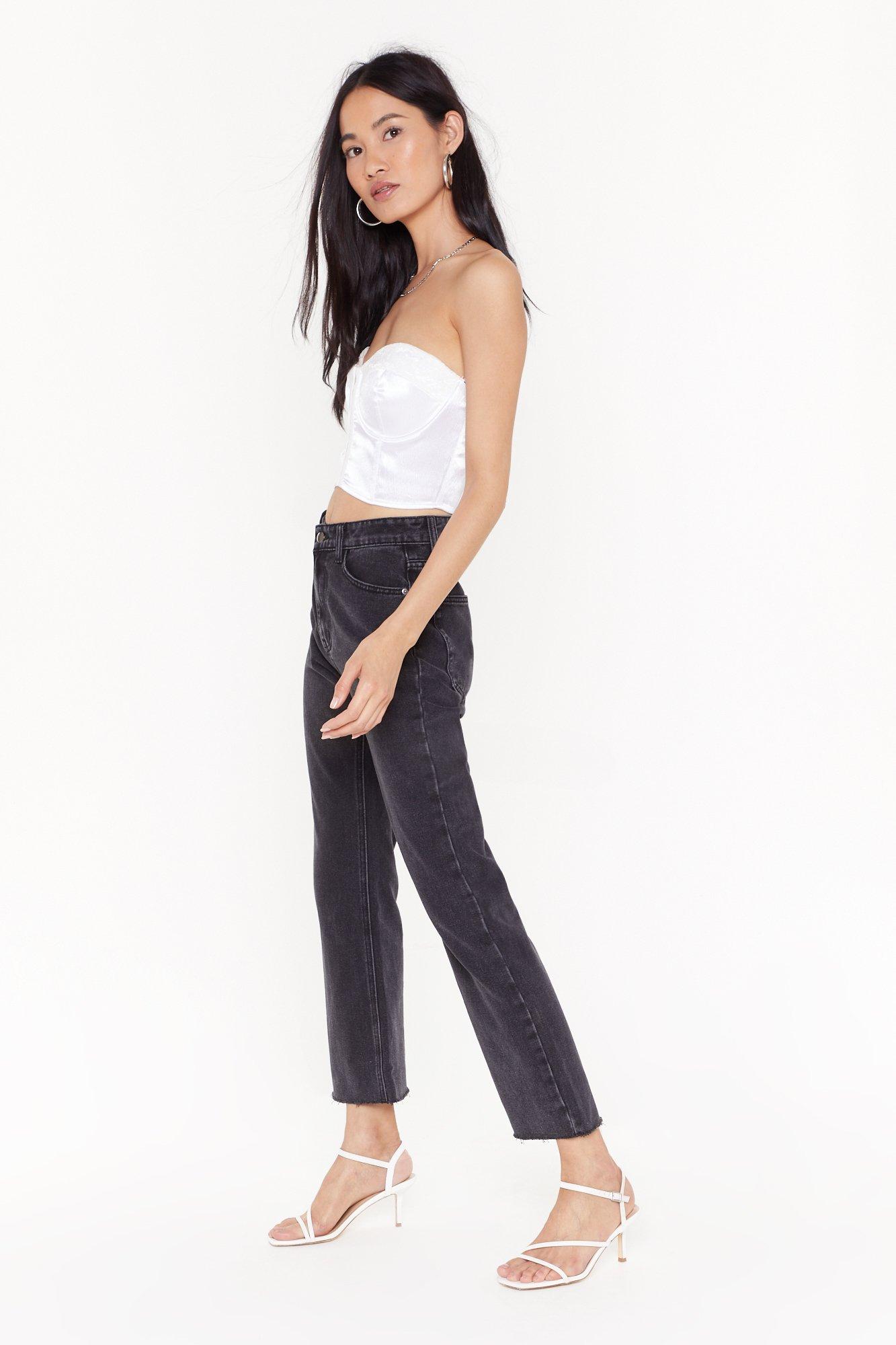 black washed straight leg jeans