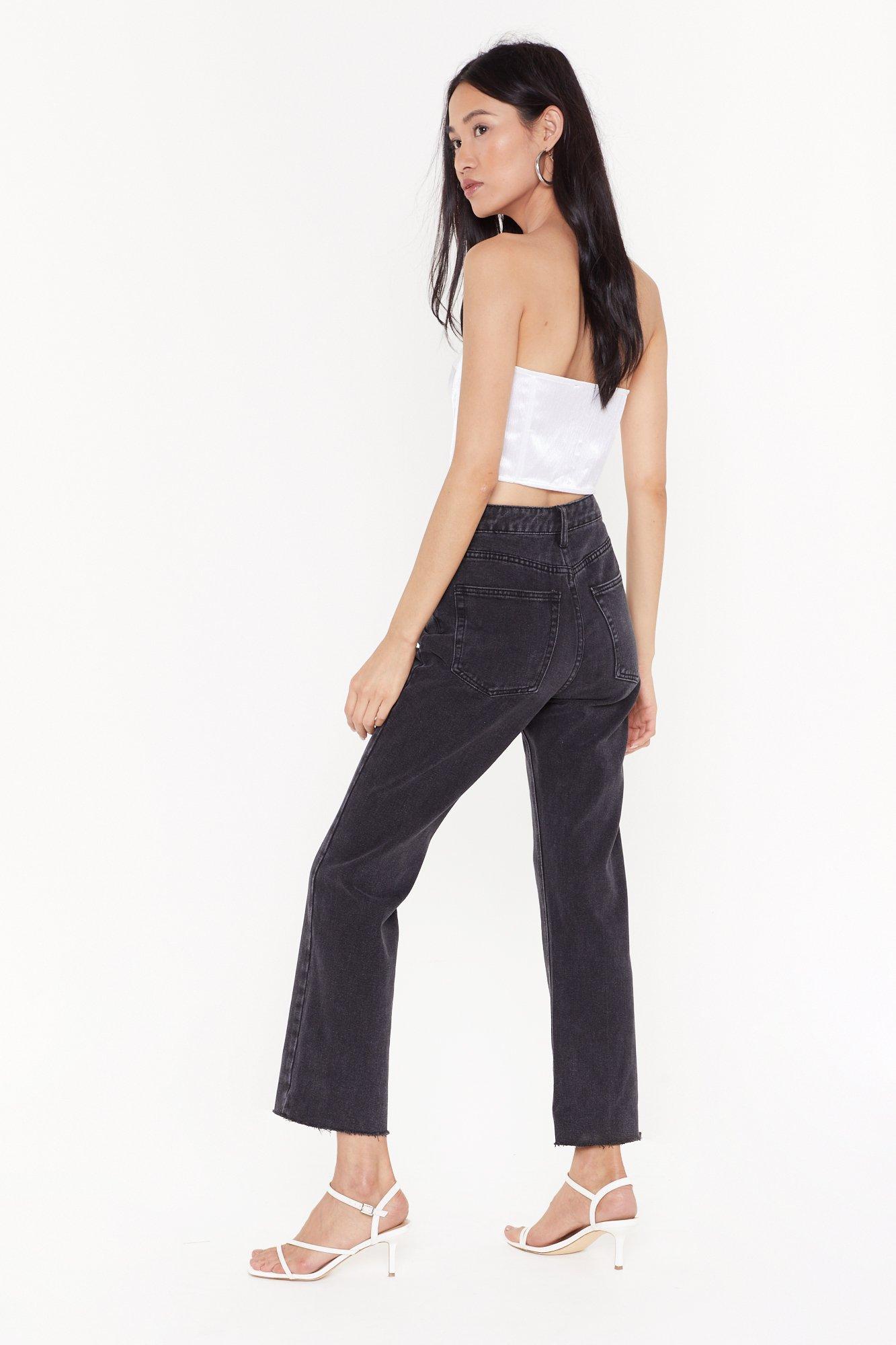 dark denim straight leg jeans