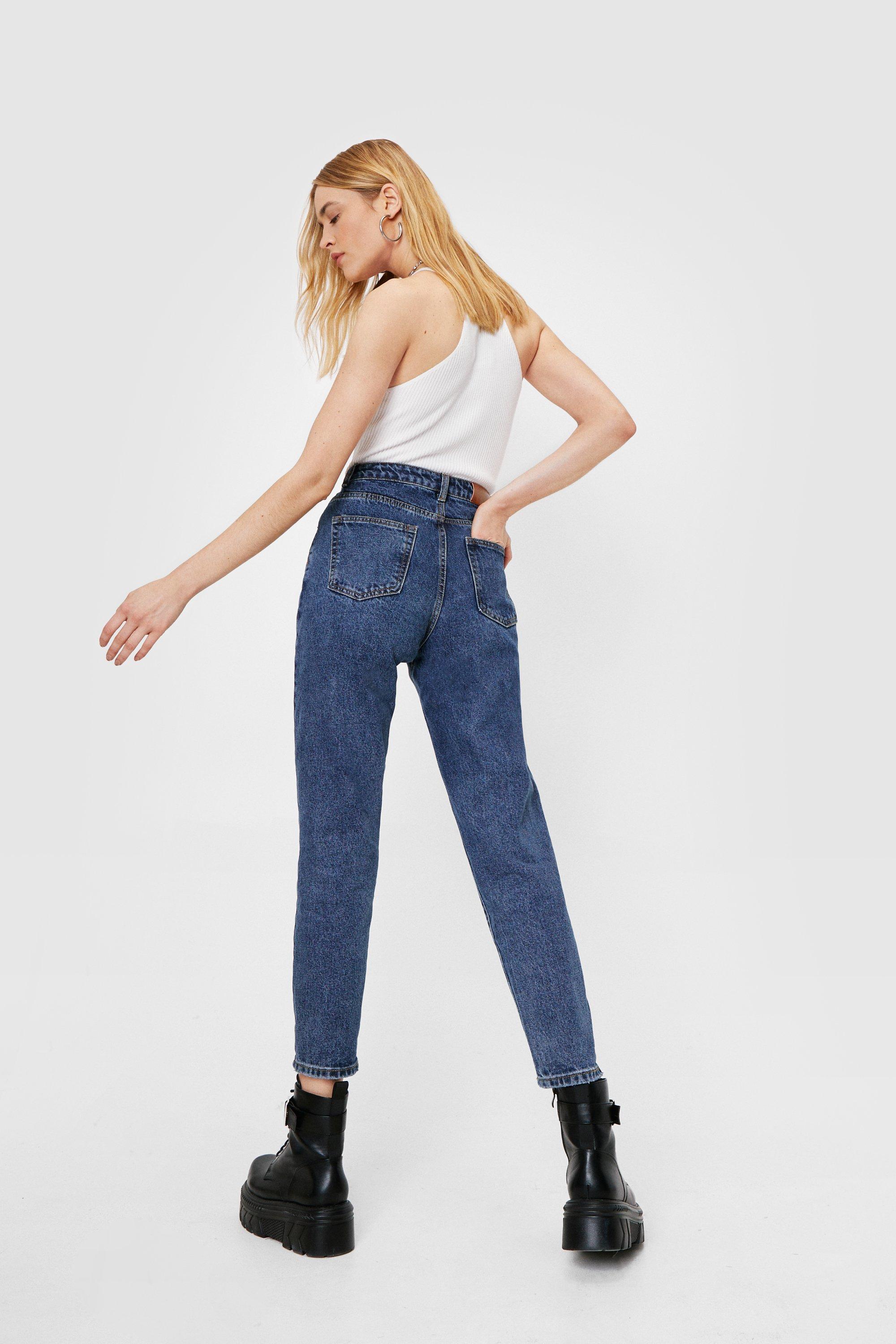 high waisted mom jeans blue