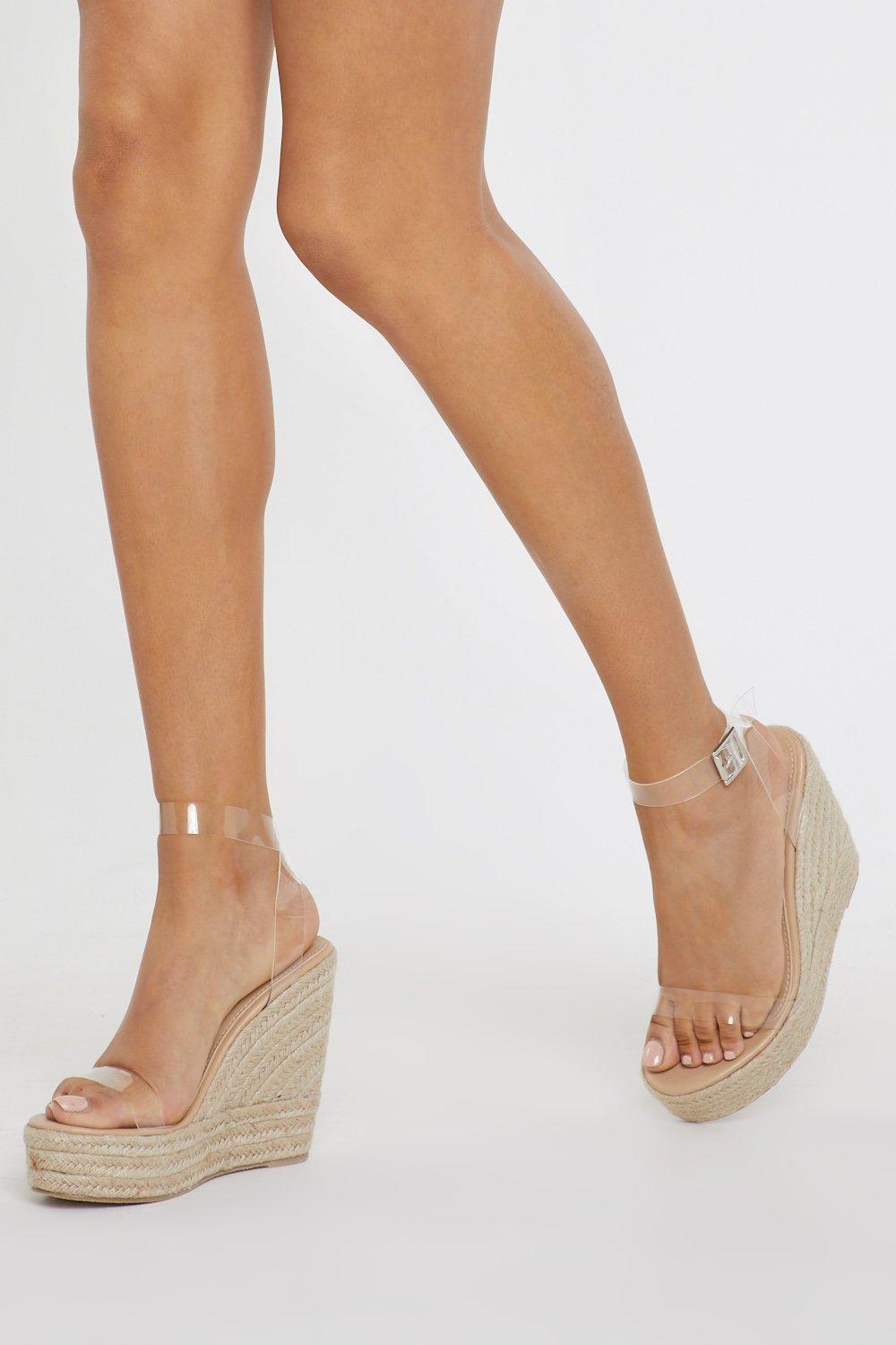 clear shoes wedges