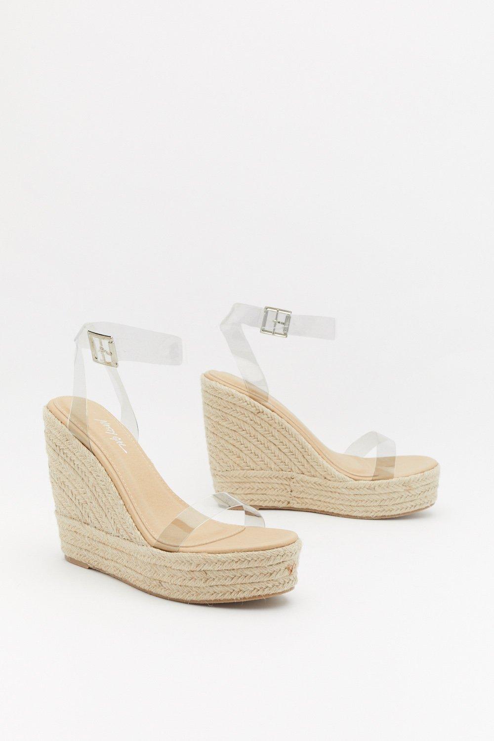 clear espadrille wedges