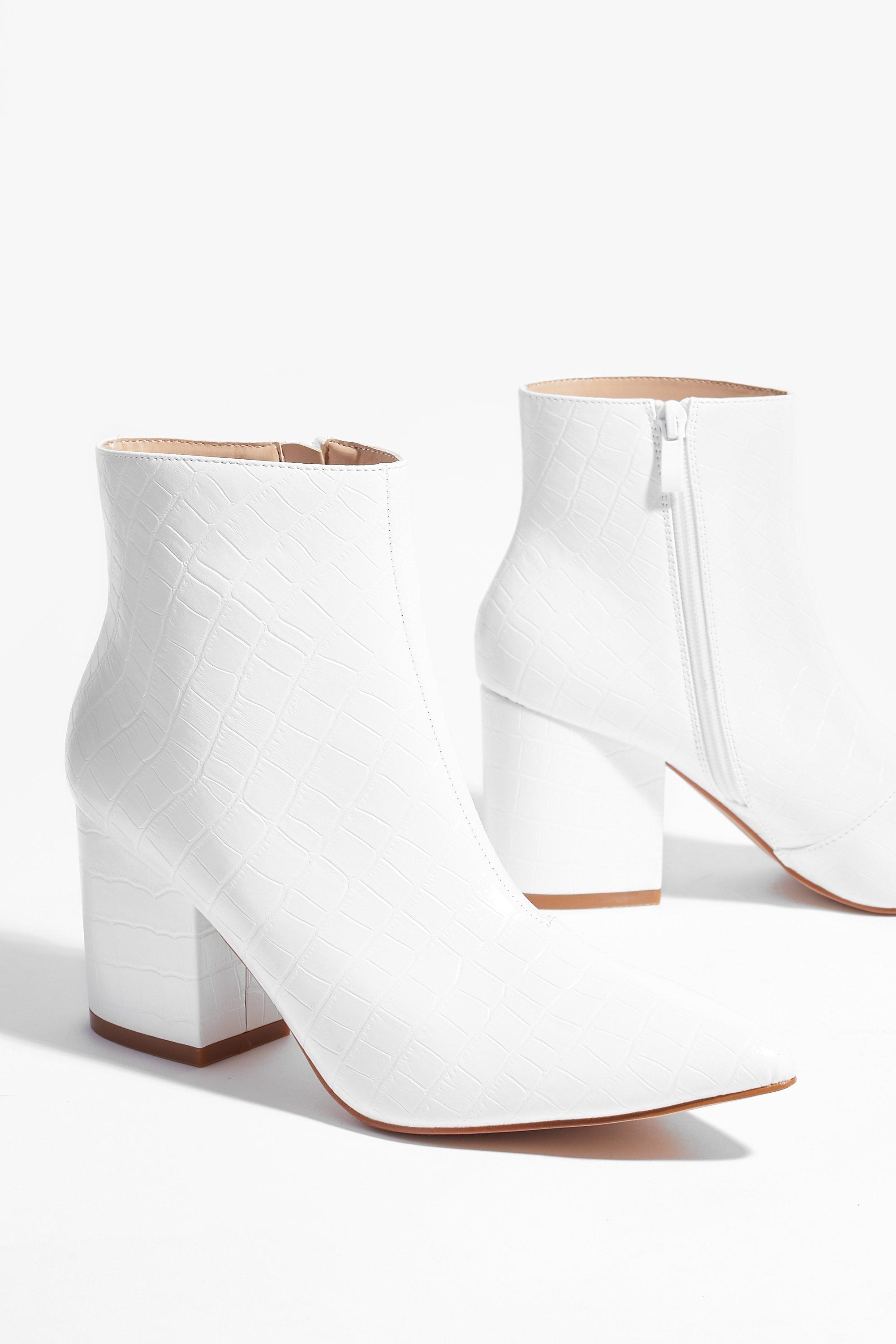 all white ankle boots