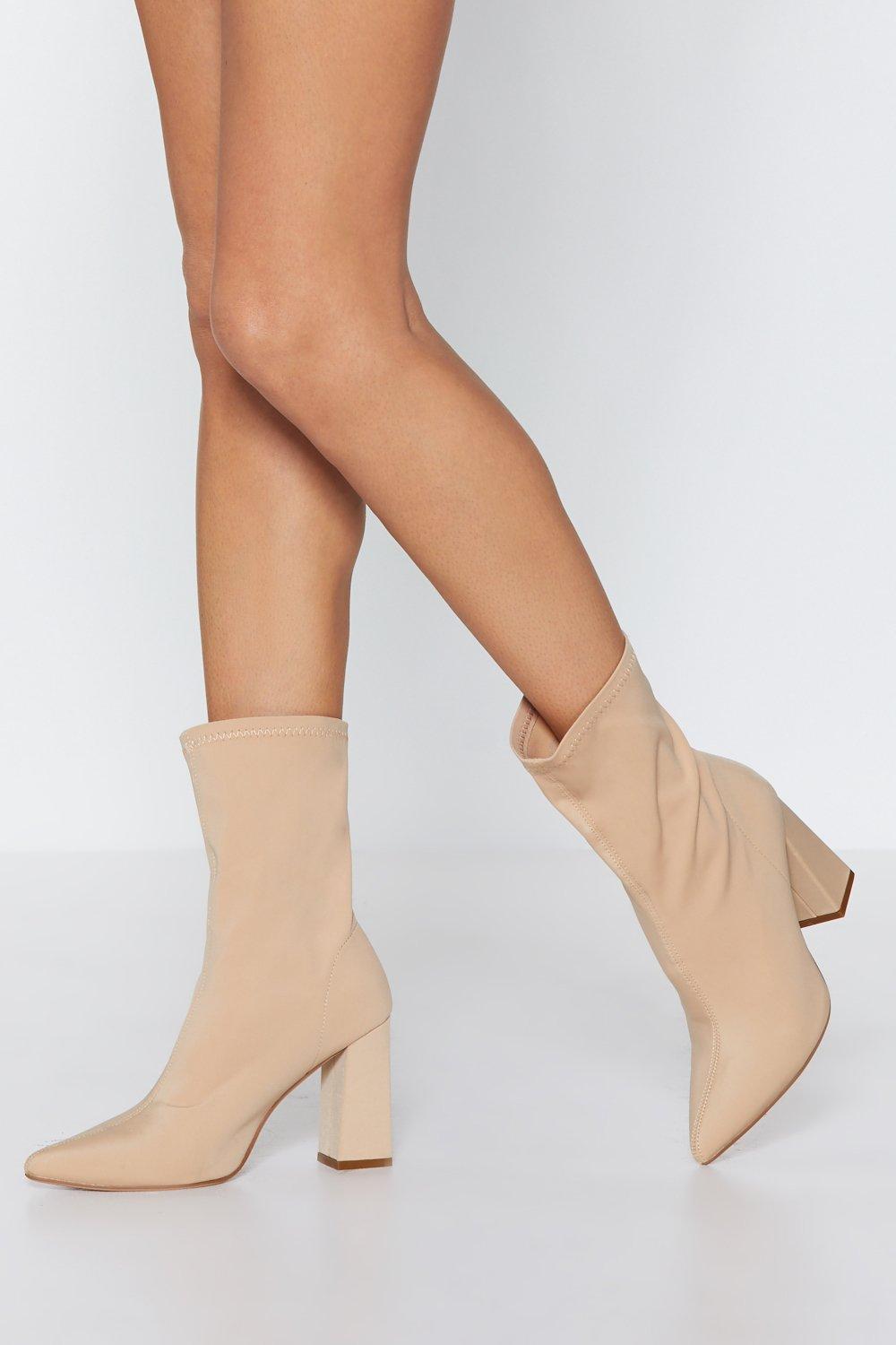 beige sock heels