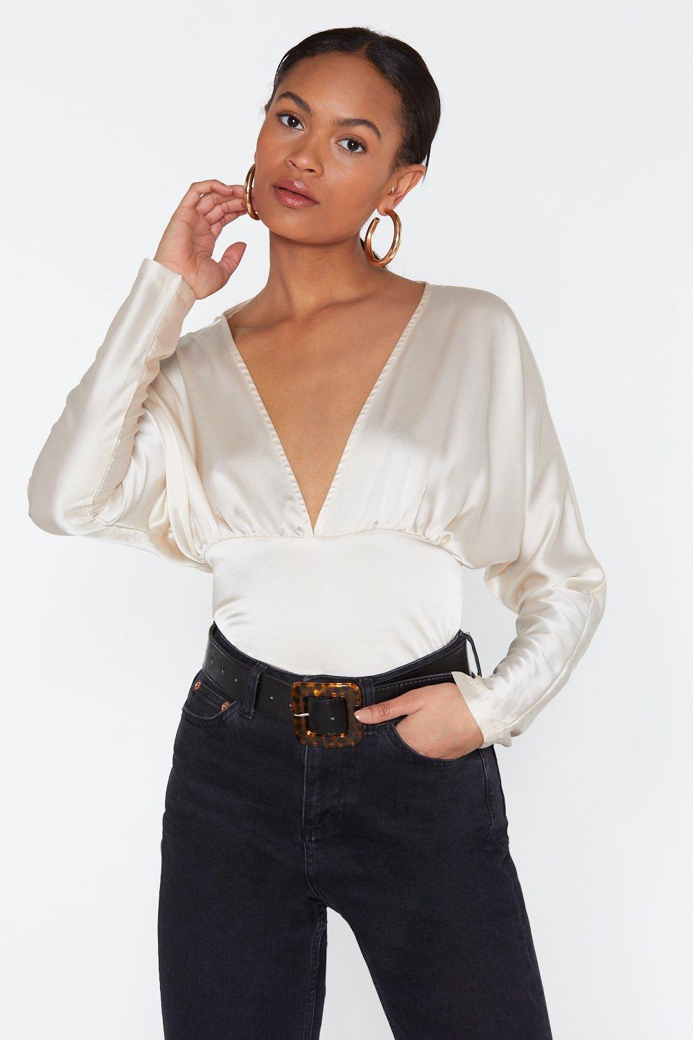 So Smooth Satin Plunging Top | Nasty Gal