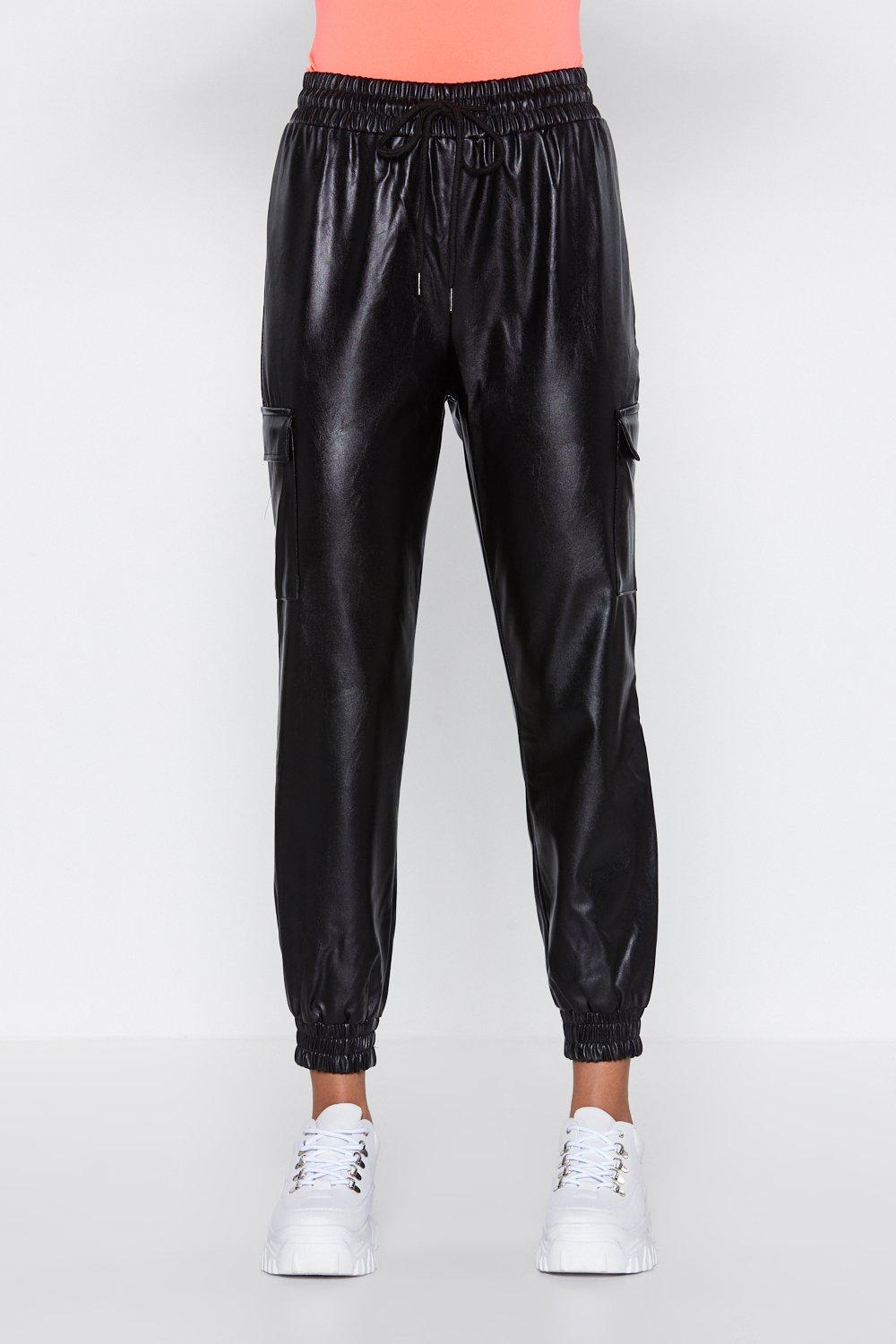 faux leather joggers