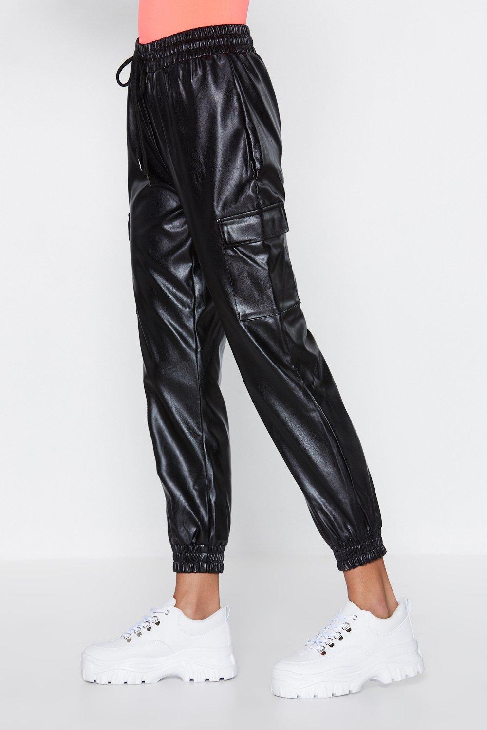 pleather joggers womens