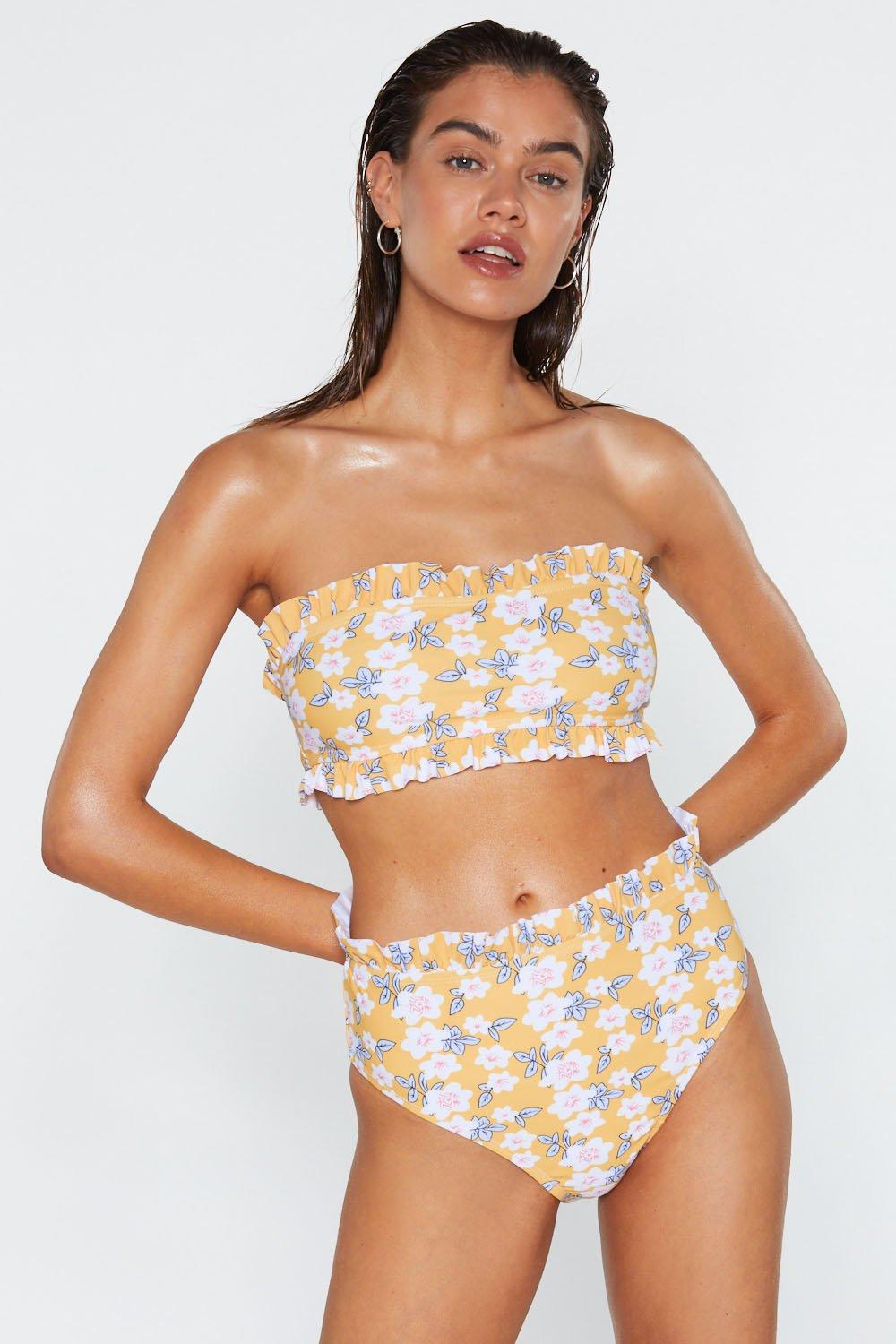 high waisted bikini bandeau top