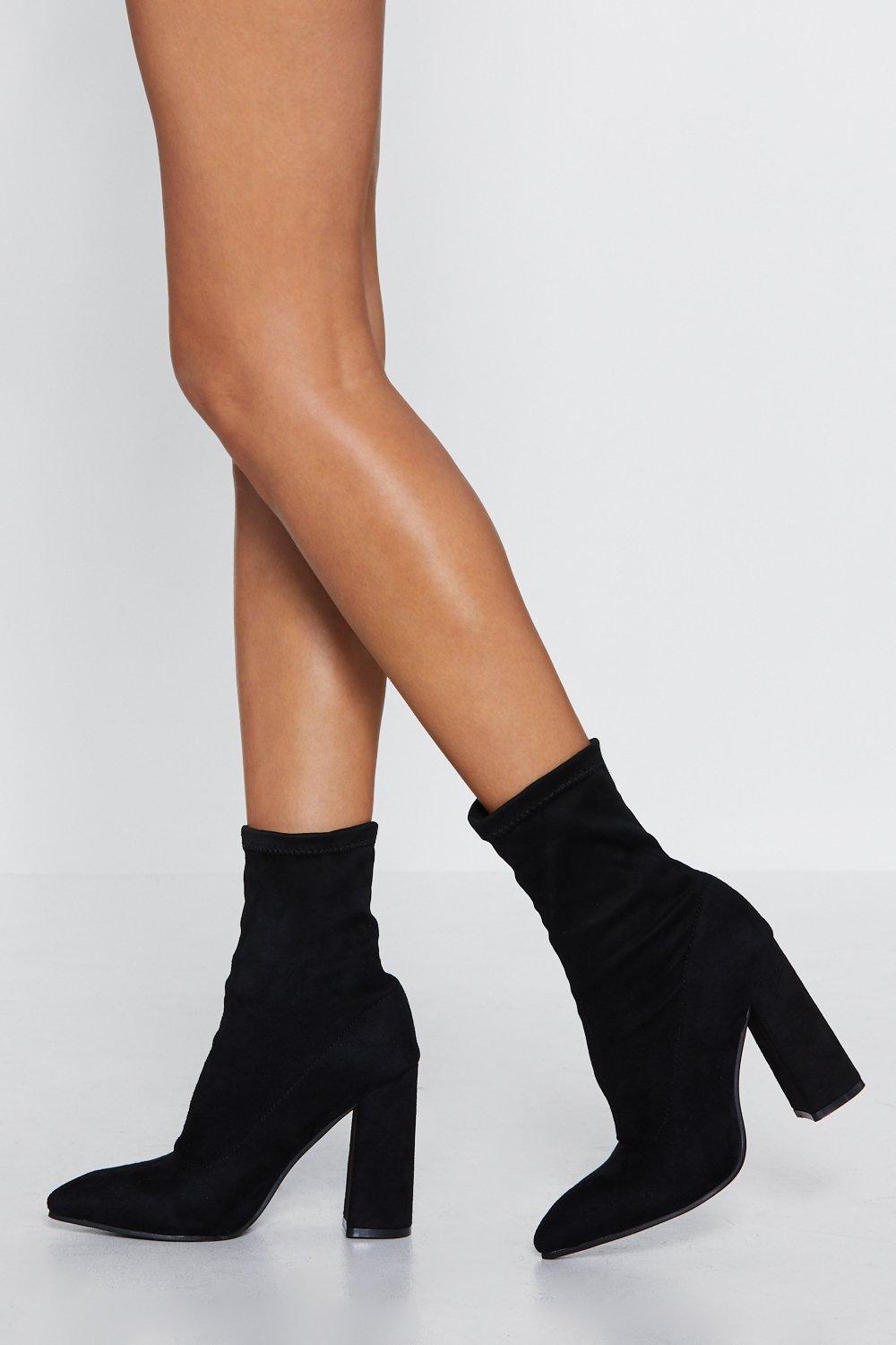 heeled suede boots