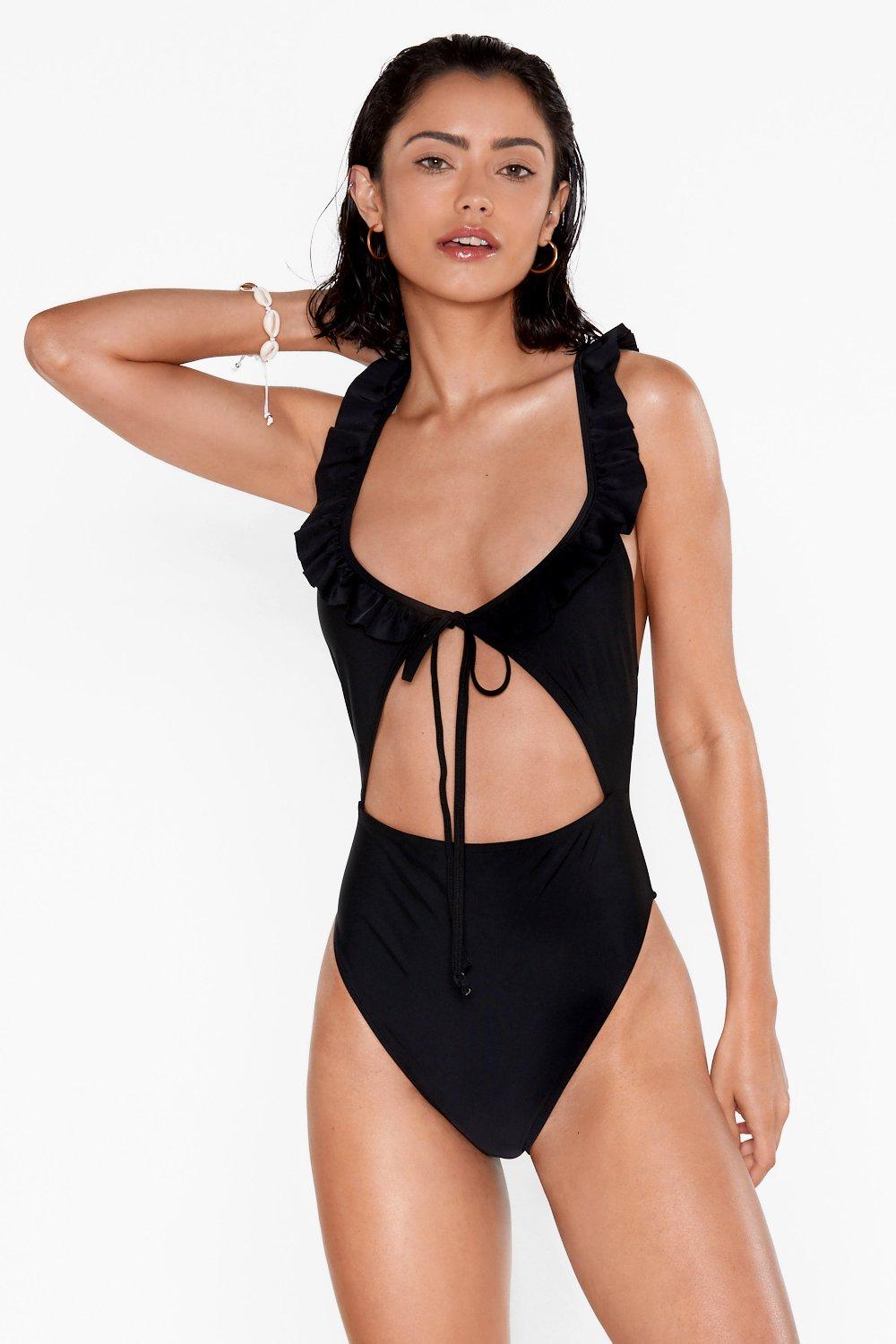 ruffle leg swimsuit